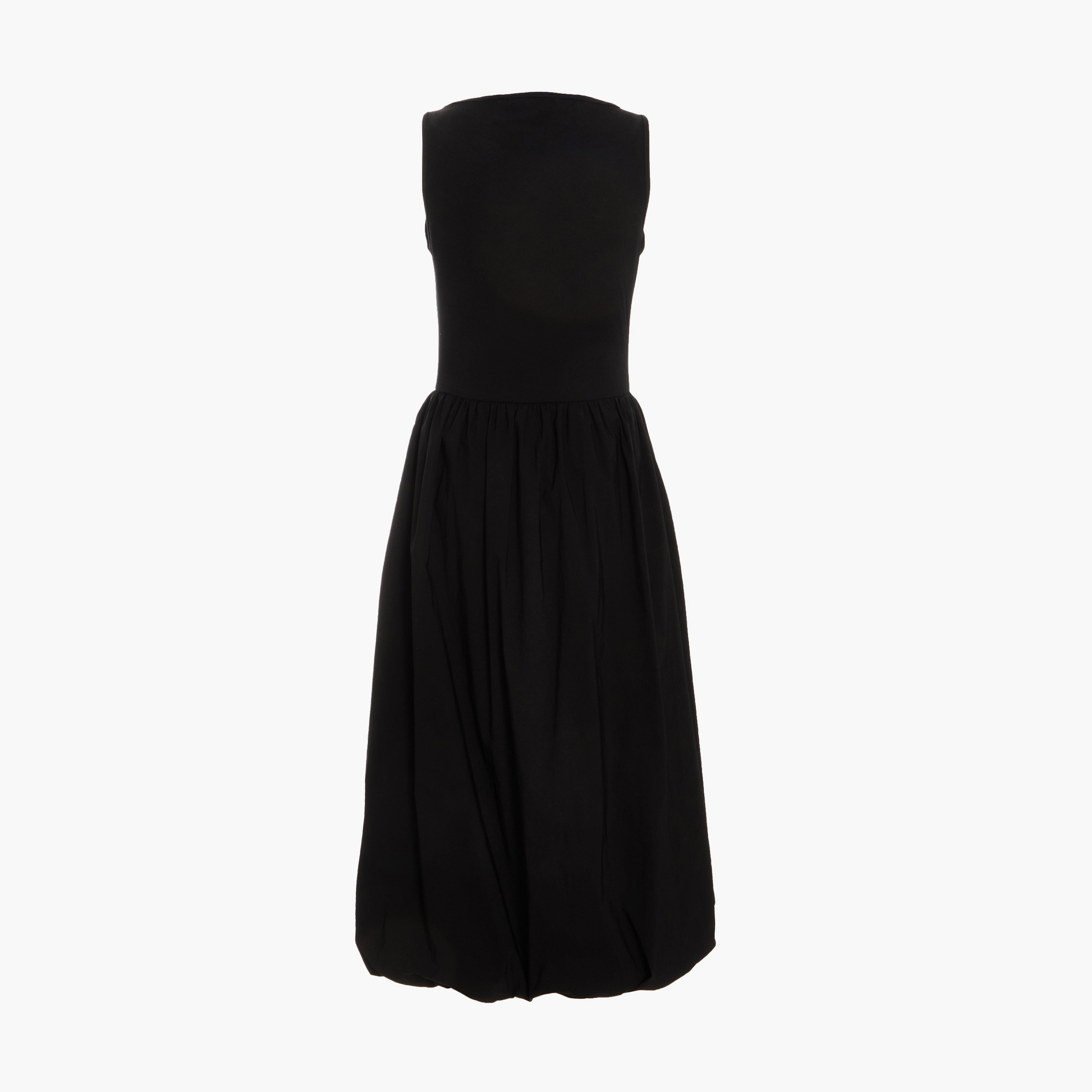 Quiz Black Jersey and Bengaline Puffball Sleeveless Evening Midi Dress-women-clothing-dresses-image-6