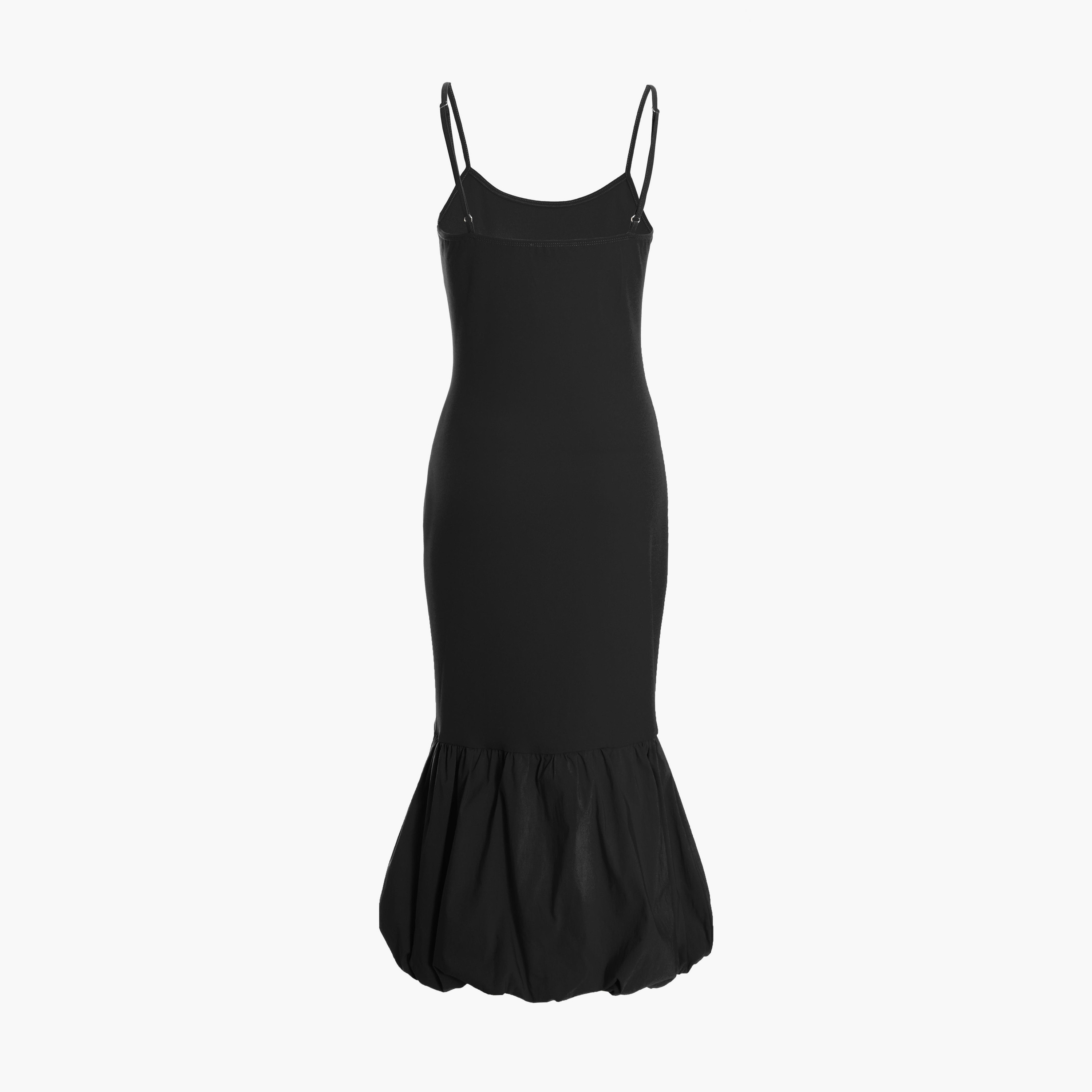 Quiz Black Jersey and Bengaline Puffball Hem Strappy Evening Midi Dress-women-clothing-dresses-image-6