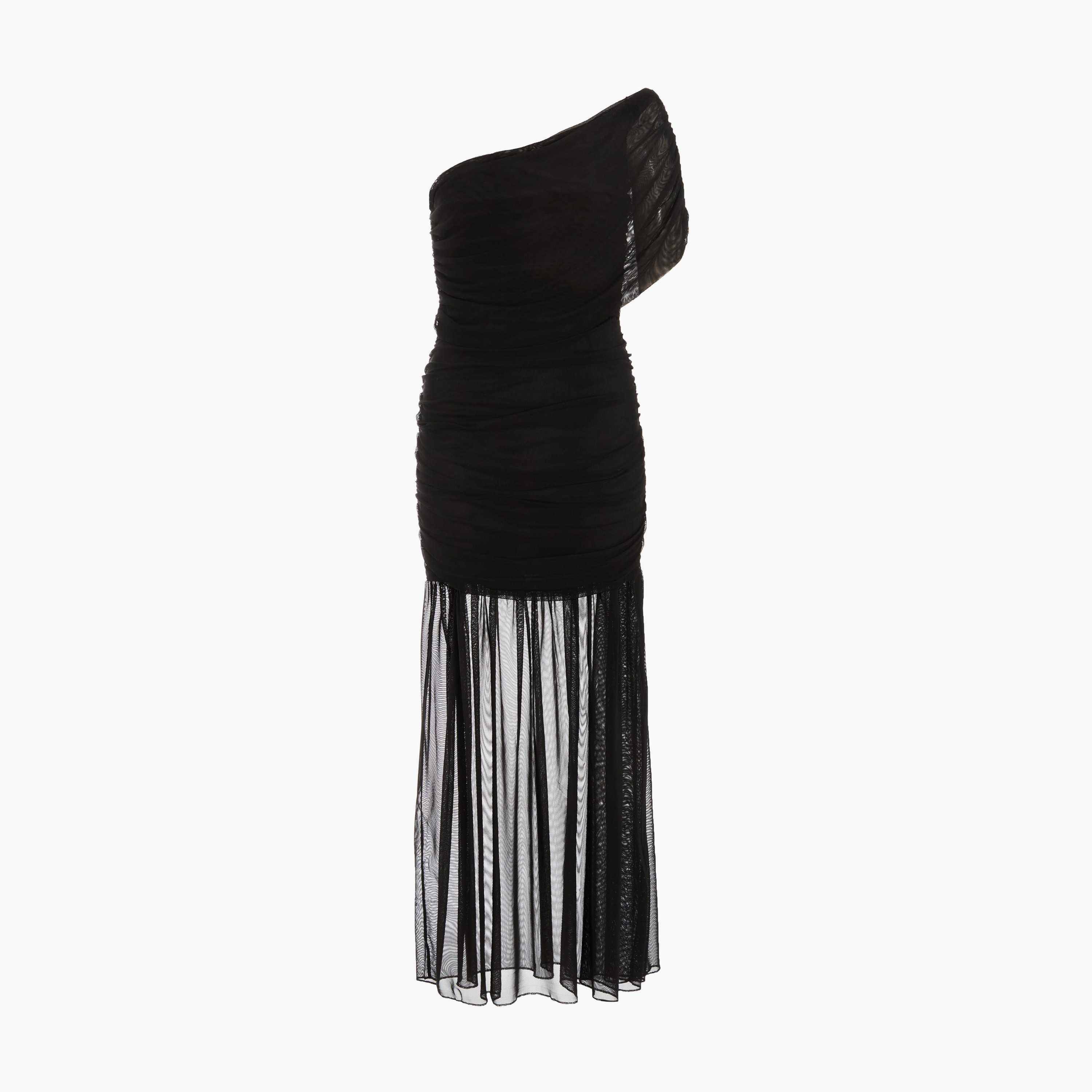 Quiz Black Mesh One Shoulder Drop Waist Midaxi Evening Dress-women-clothing-dresses-image-5