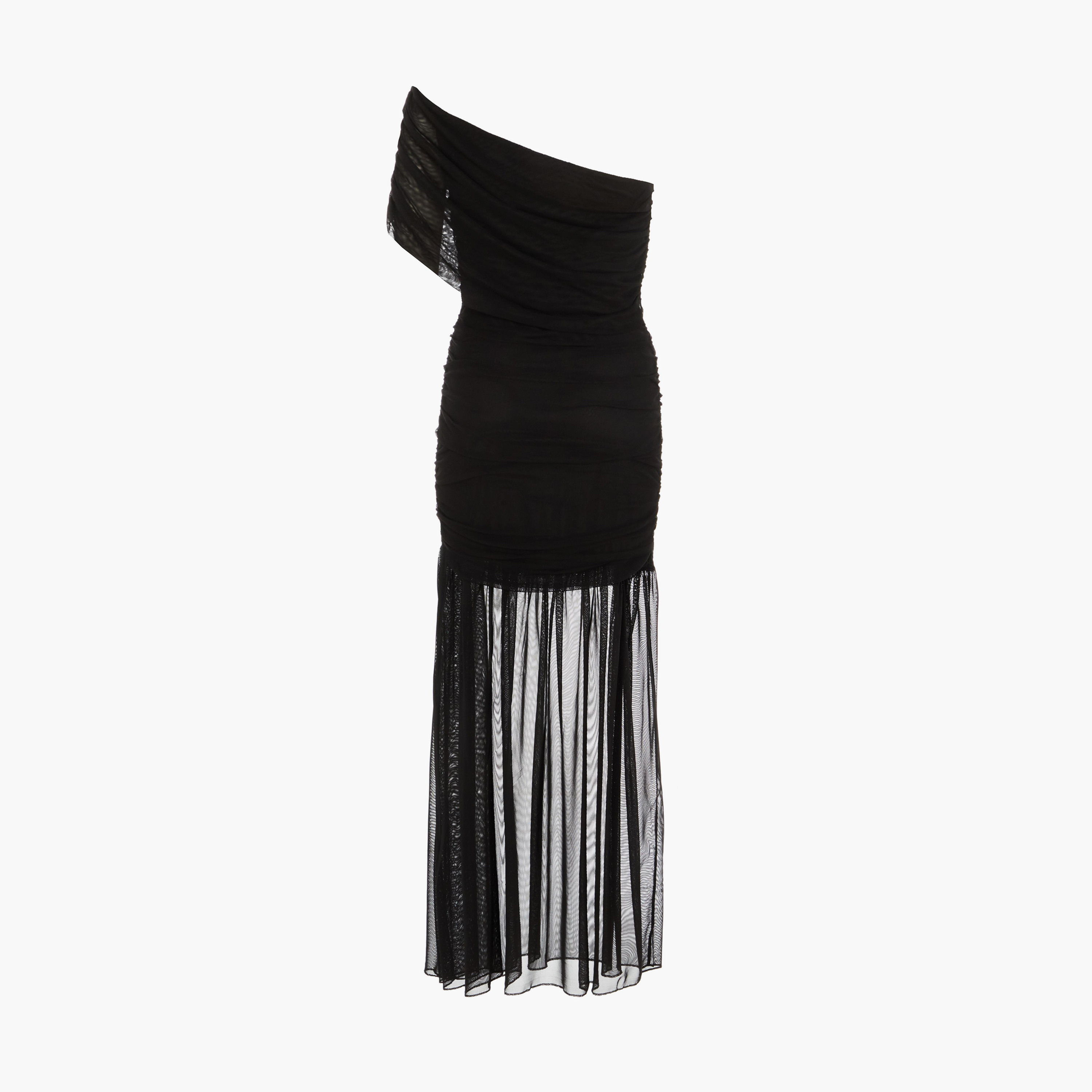 Quiz Black Mesh One Shoulder Drop Waist Midaxi Evening Dress-women-clothing-dresses-image-6