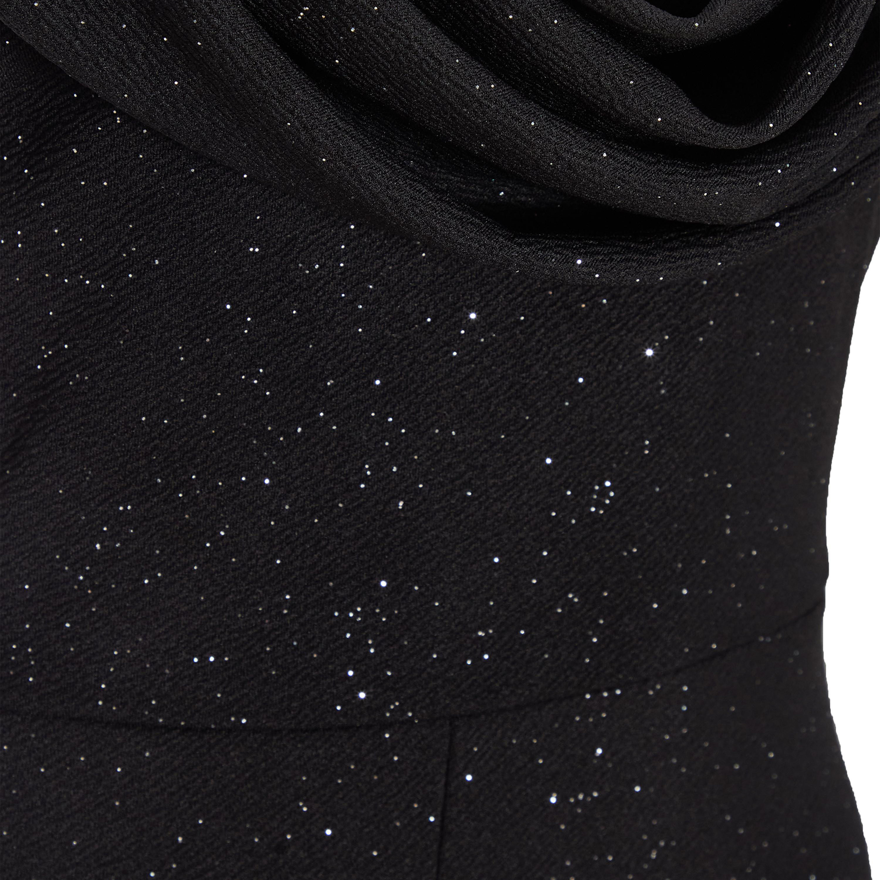 كويز-  فستان سهرة أسود وكشكشة من البالازو وأربطة أمامية من الترتر-women-clothing-jumpsuits-image-4