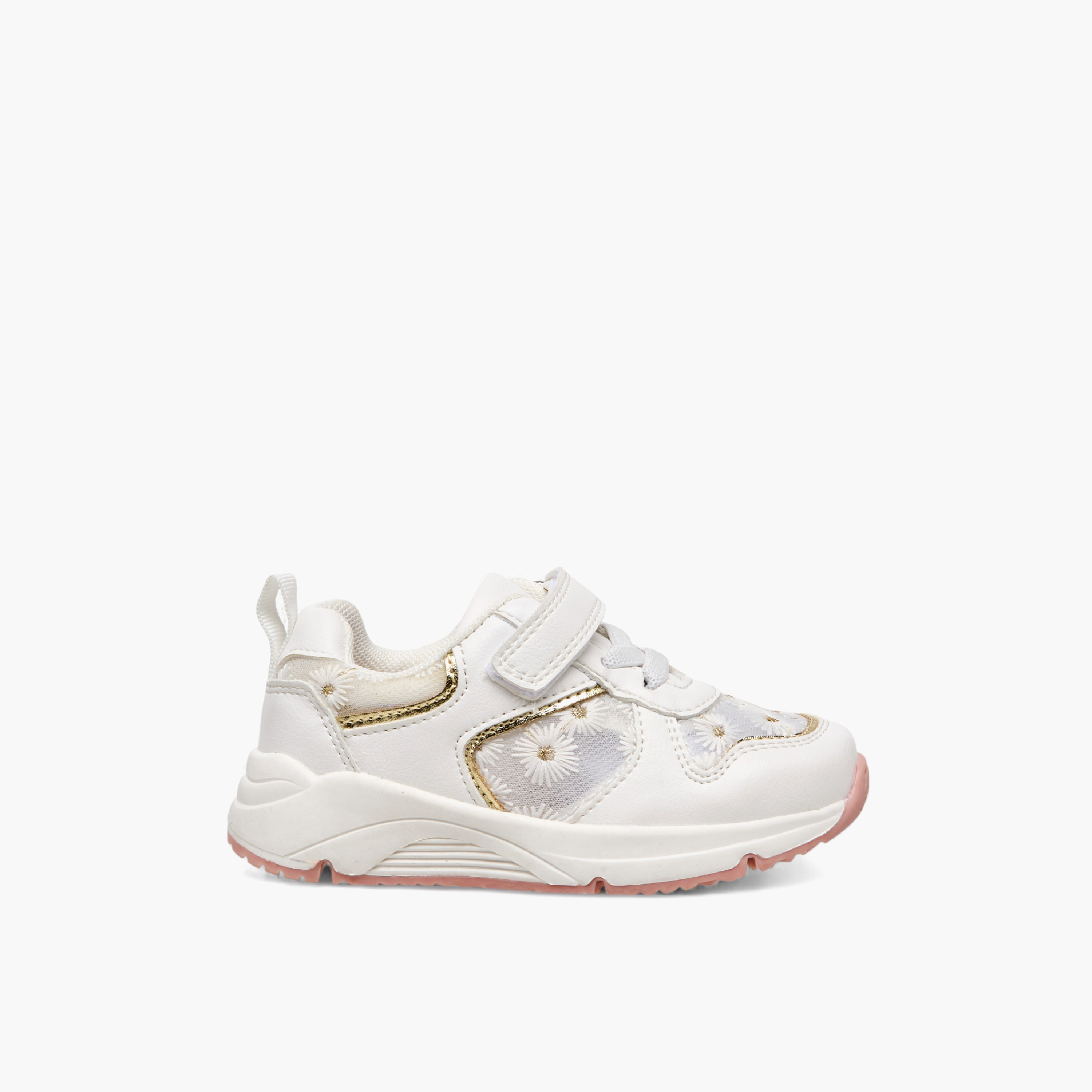 Barefeet Girls Daisy Embroidered Hook & Loop Sneakers-girls-shoes-sneakers-image-3