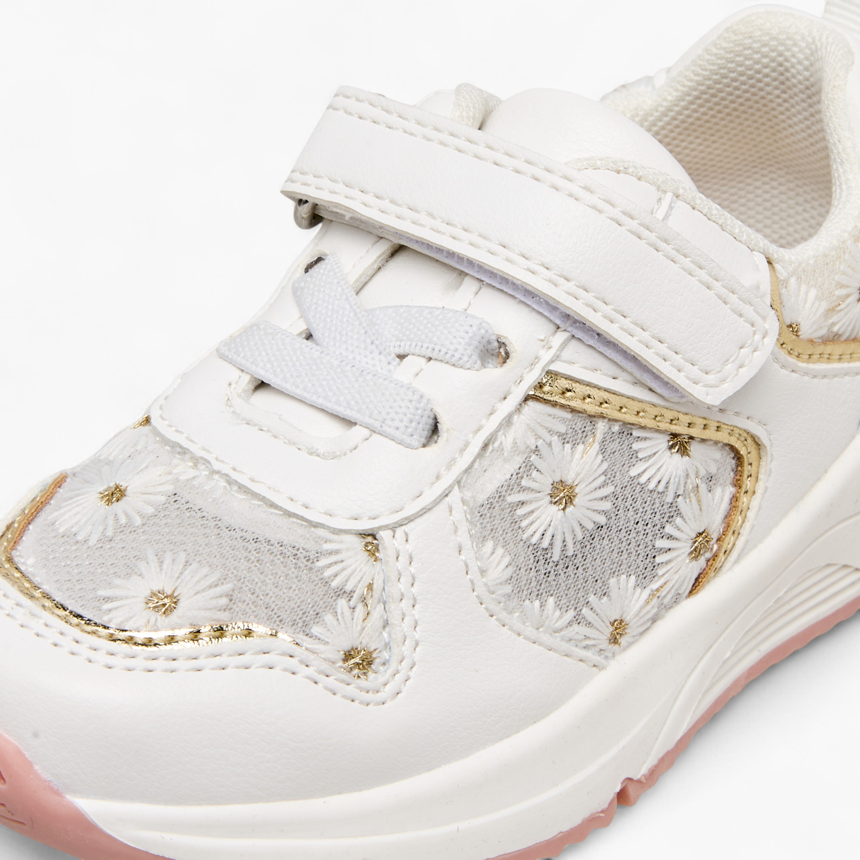 Barefeet Girls Daisy Embroidered Hook & Loop Sneakers-girls-shoes-sneakers-image-4