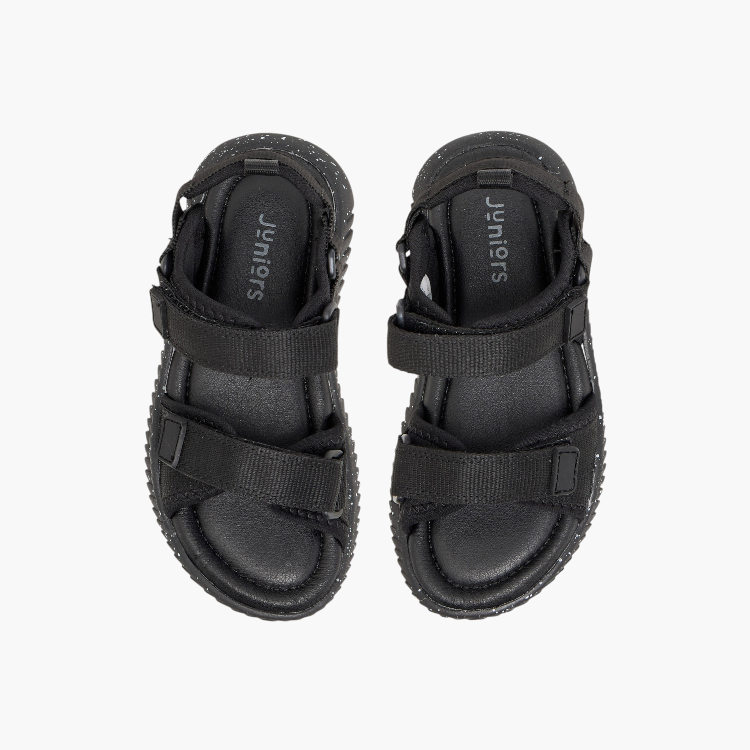 Juniors Solid Strap Sandals with Hook and Loop Closure-boys-shoes-sandals-image-1