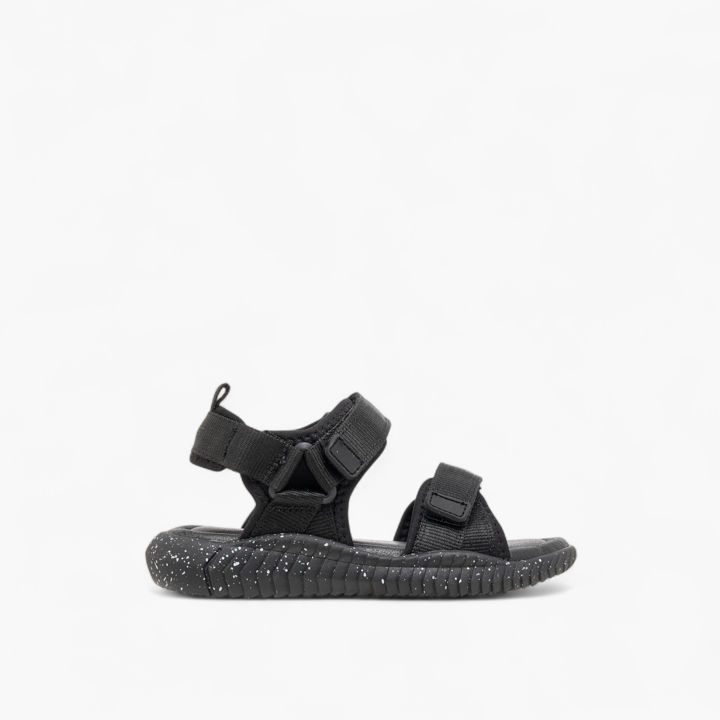 Juniors Solid Strap Sandals with Hook and Loop Closure-boys-shoes-sandals-image-2