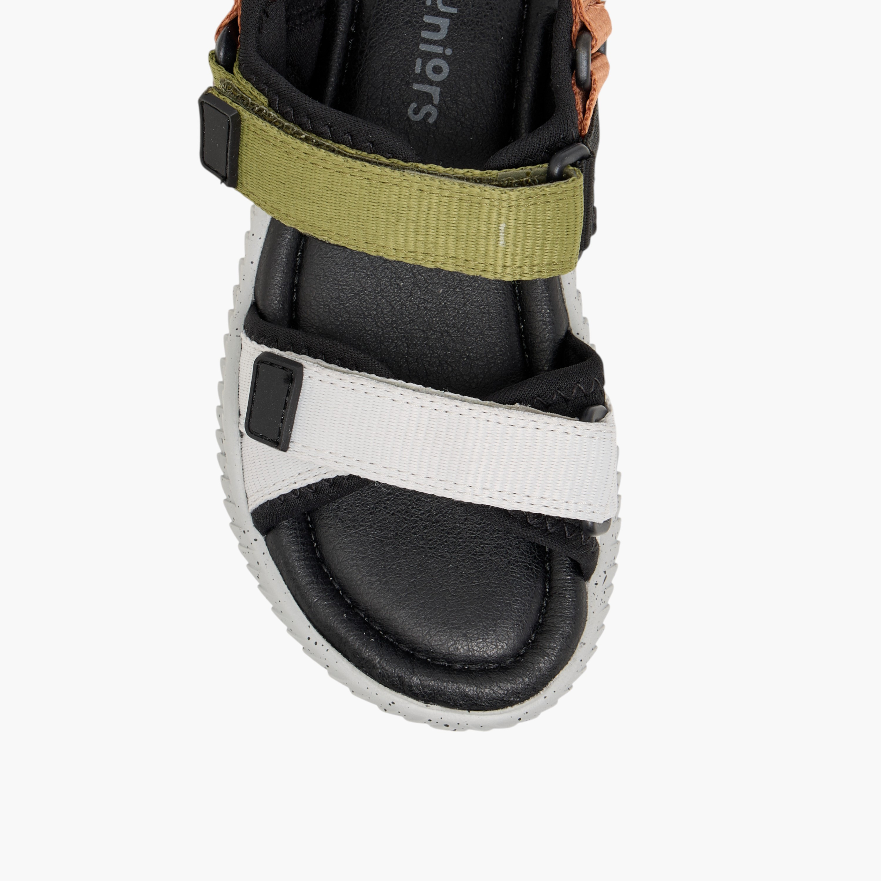 Juniors Solid Strap Sandals with Hook and Loop Closure-boys-shoes-sandals-image-3