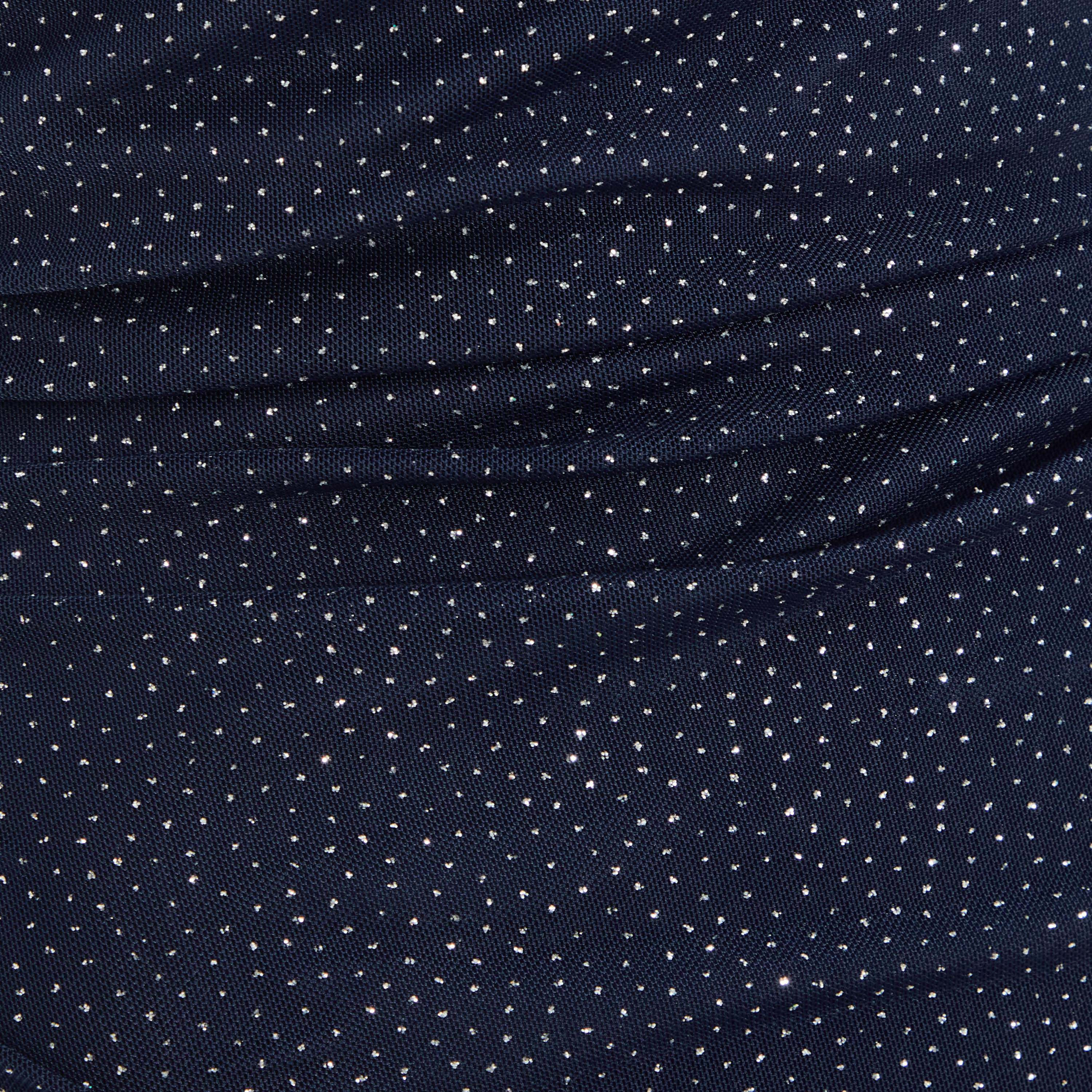 Quiz Navy Glitter Mesh Cowl Neck Evening Wear Women Midaxi Dress-women-clothing-dresses-image-4