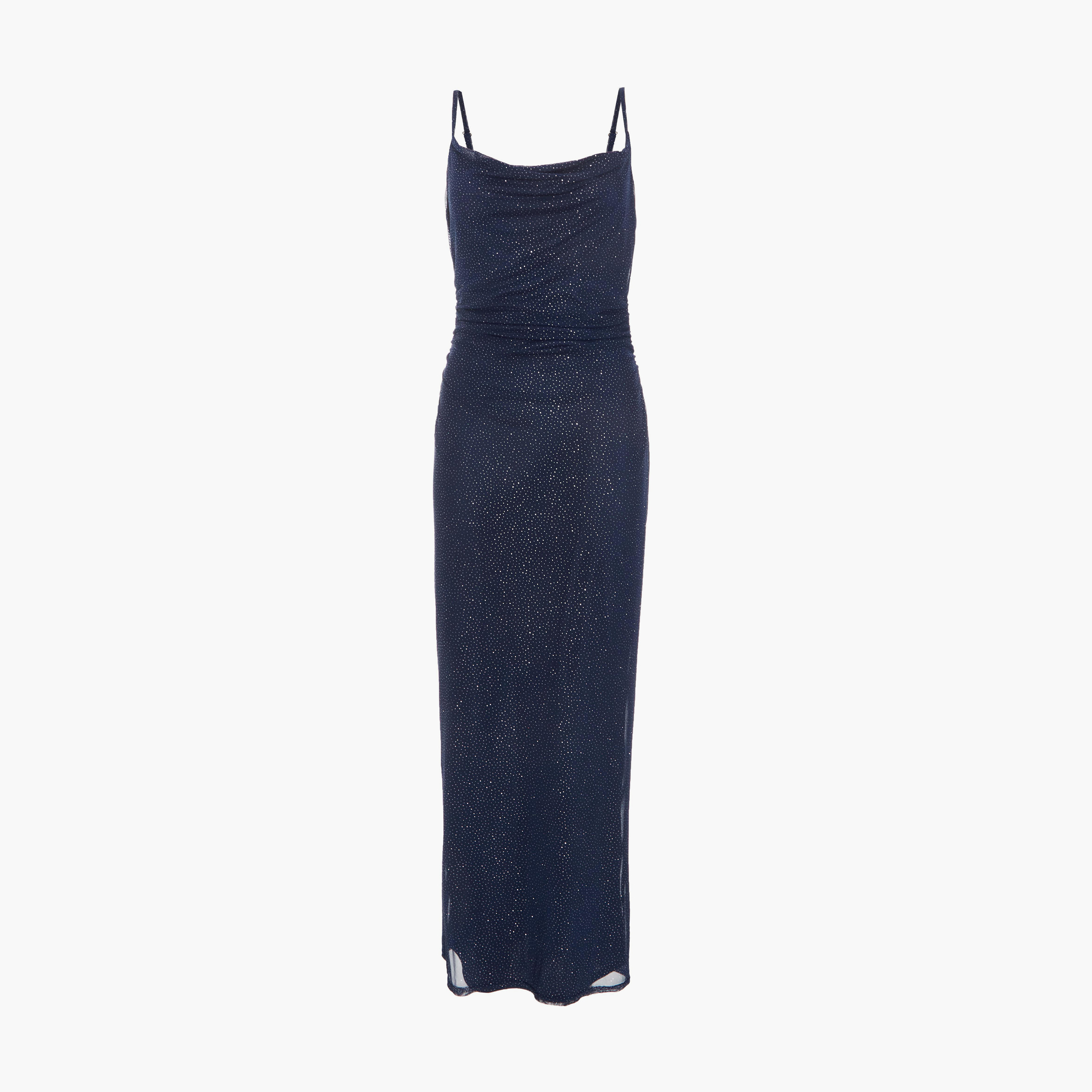 Quiz Navy Glitter Mesh Cowl Neck Evening Wear Women Midaxi Dress-women-clothing-dresses-image-5