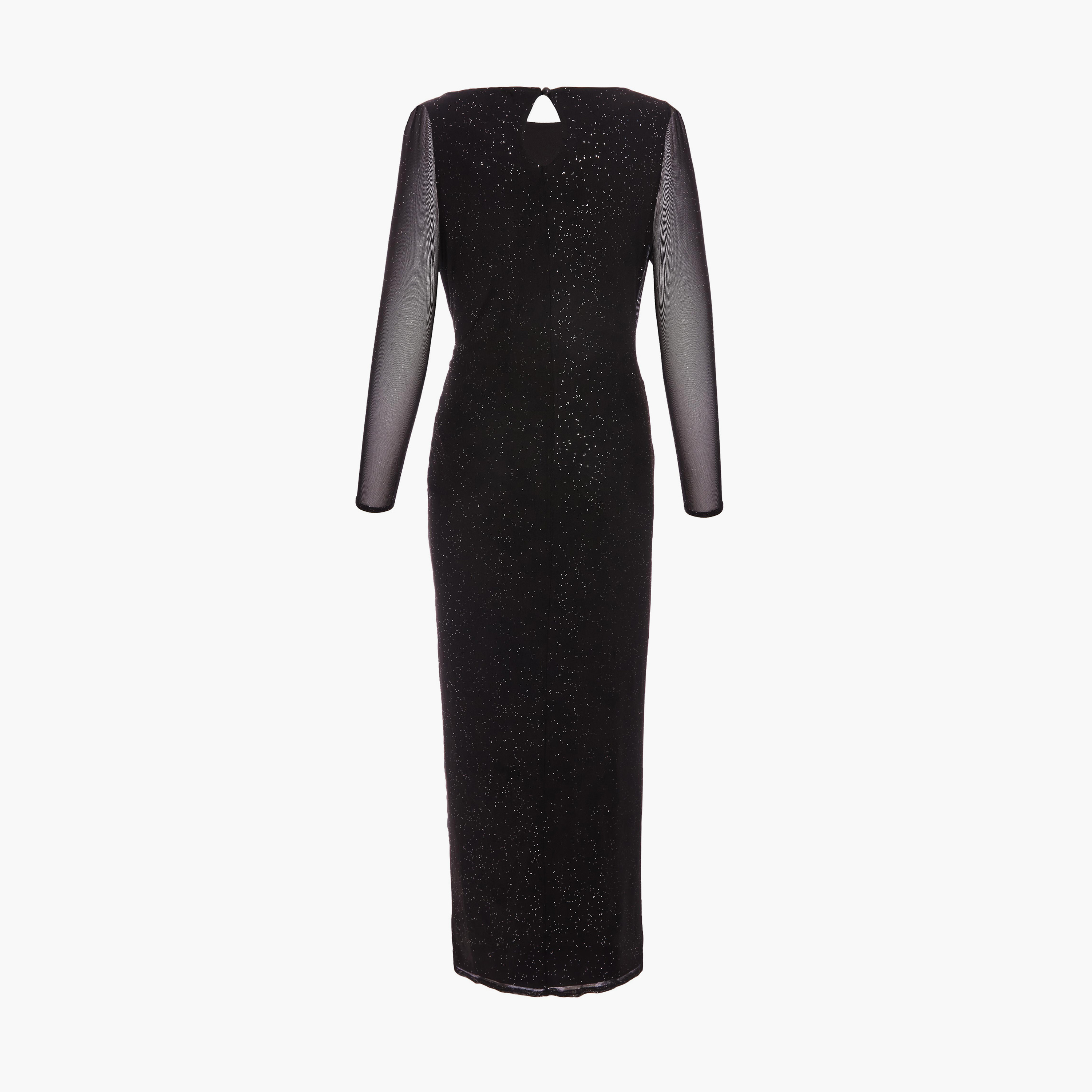 Quiz Glitter Mesh Knot Front Midaxi Evening Dress-women-clothing-dresses-image-6
