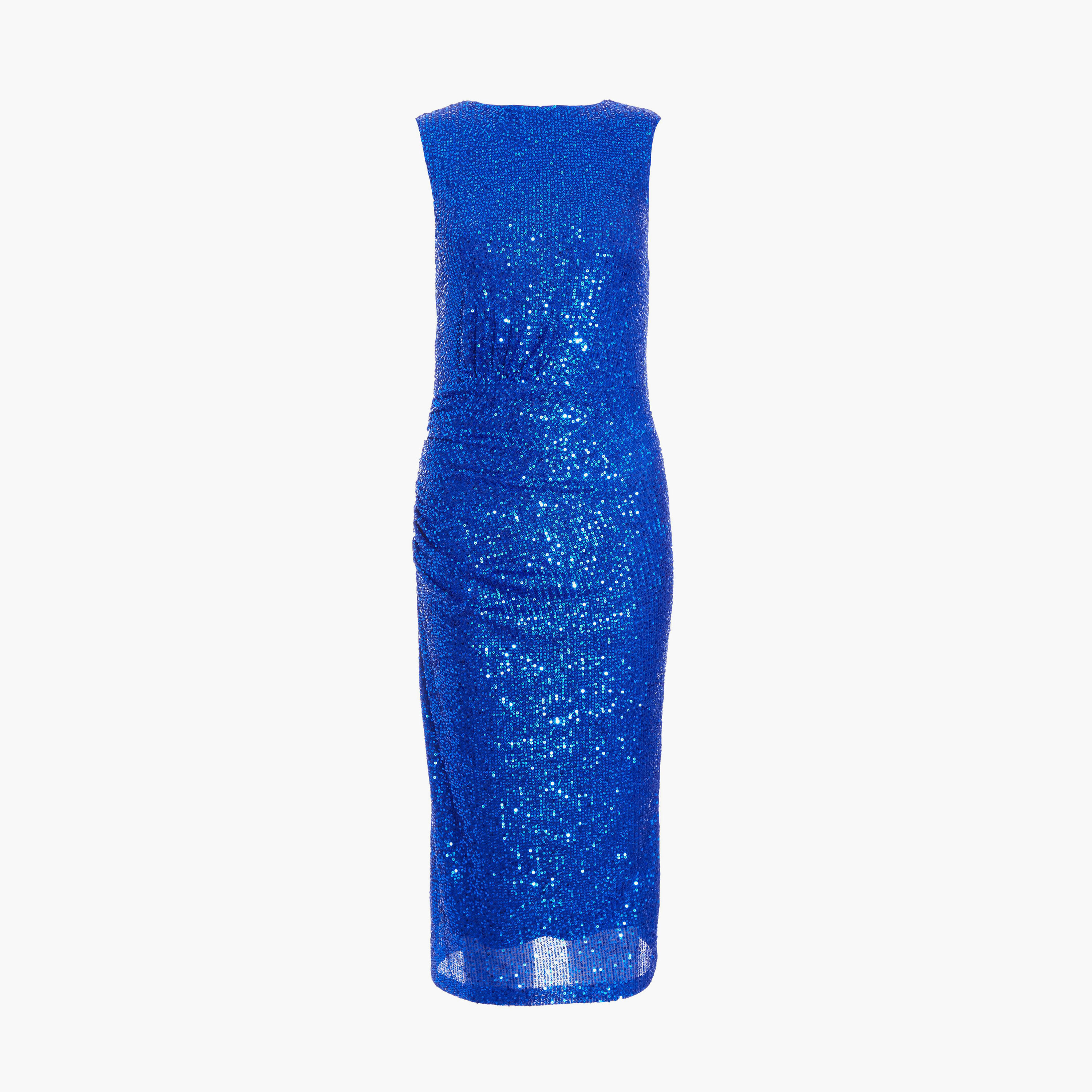 Quiz Royal Blue High Neck Sequin Women Midi Dress-women-clothing-dresses-image-5