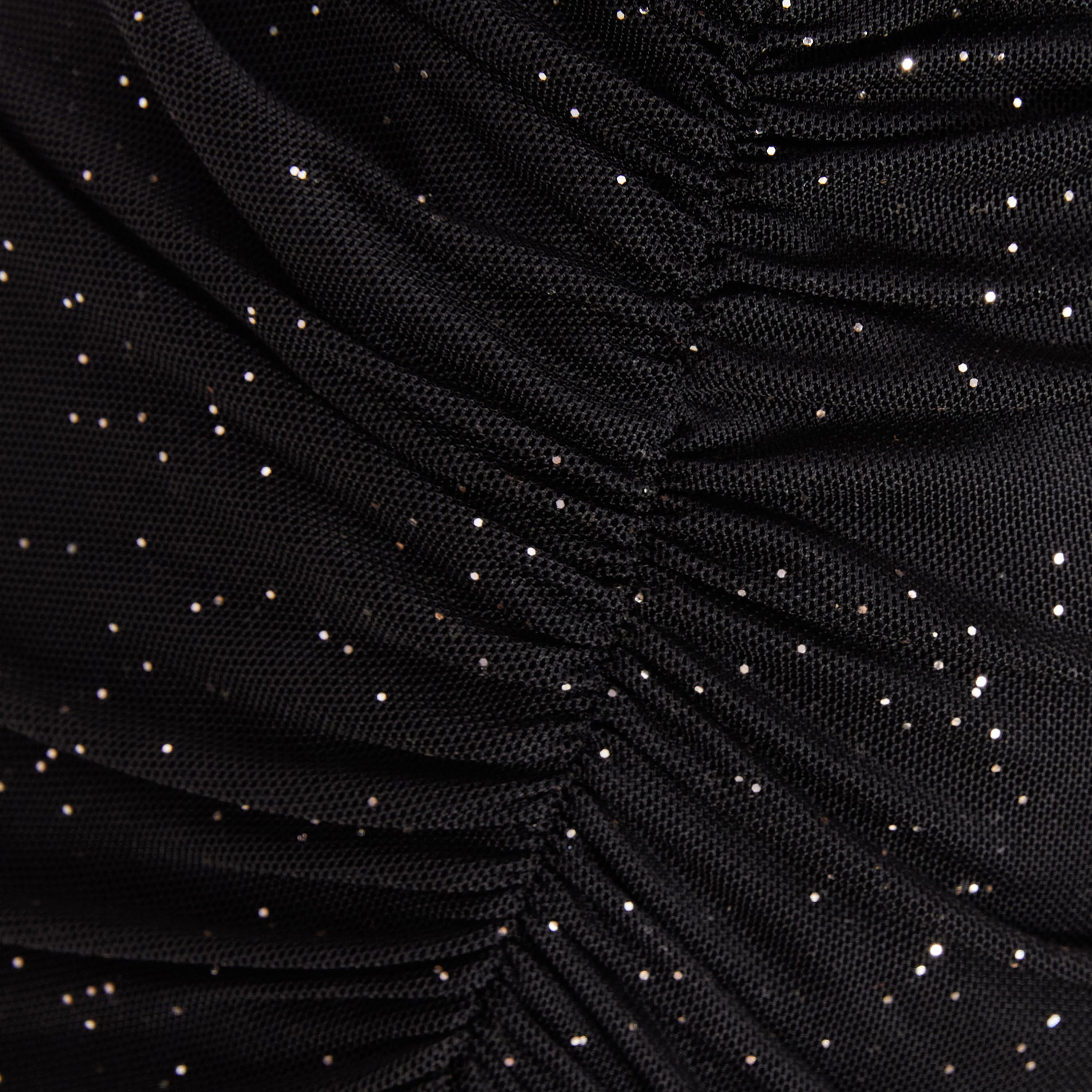 Quiz Black Glitter Mesh Sleeveless Ruched Midi Evening Dress-women-clothing-dresses-image-4