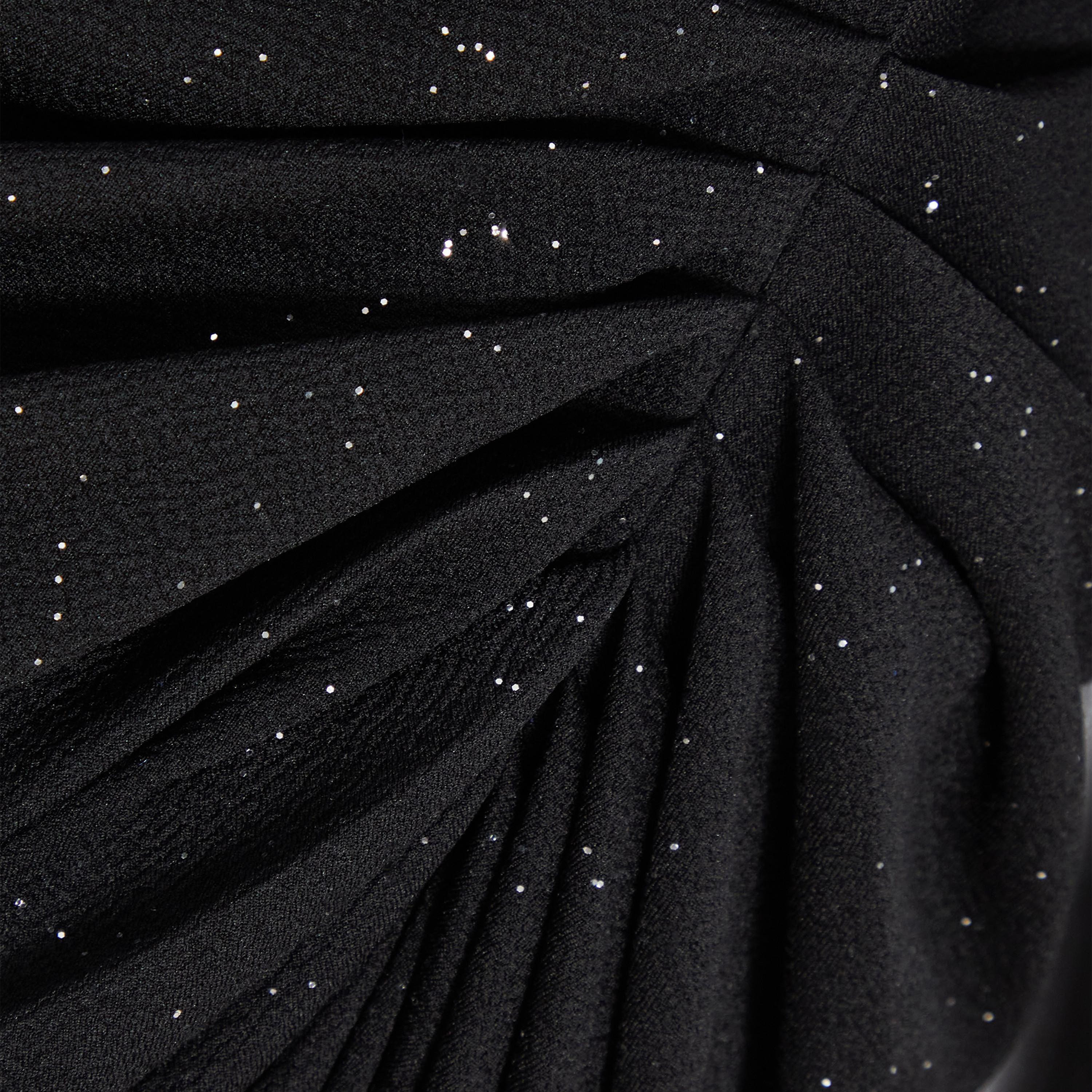 Quiz Black Front Wrap Live Glitter Chiffon Sleeve Ruched Midi Evening Dress-women-clothing-dresses-image-4