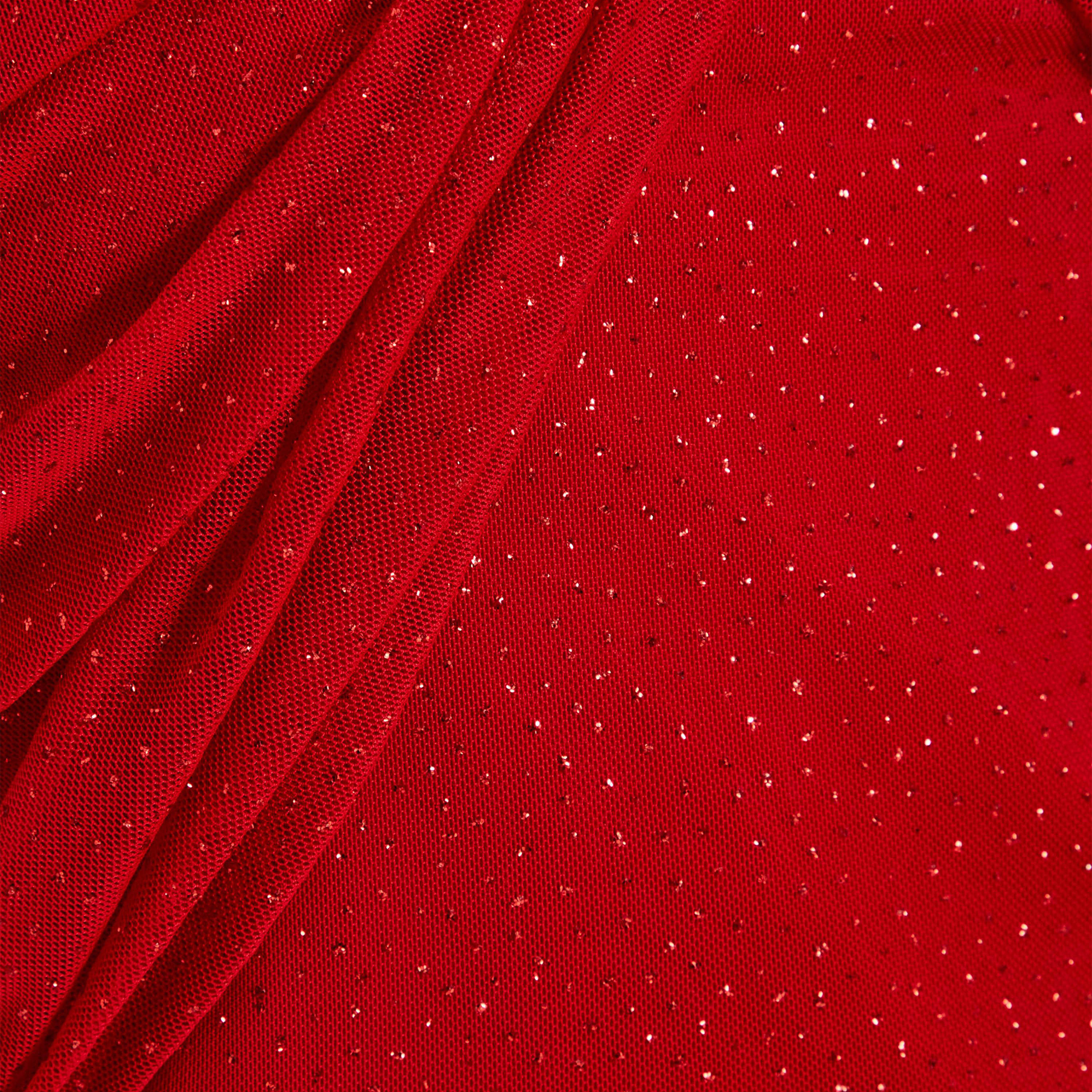 كويز-  فستان ميداكسي أحمر لامع من القماش الشبكي برباط أمامي ملتوي-women-clothing-dresses-image-4