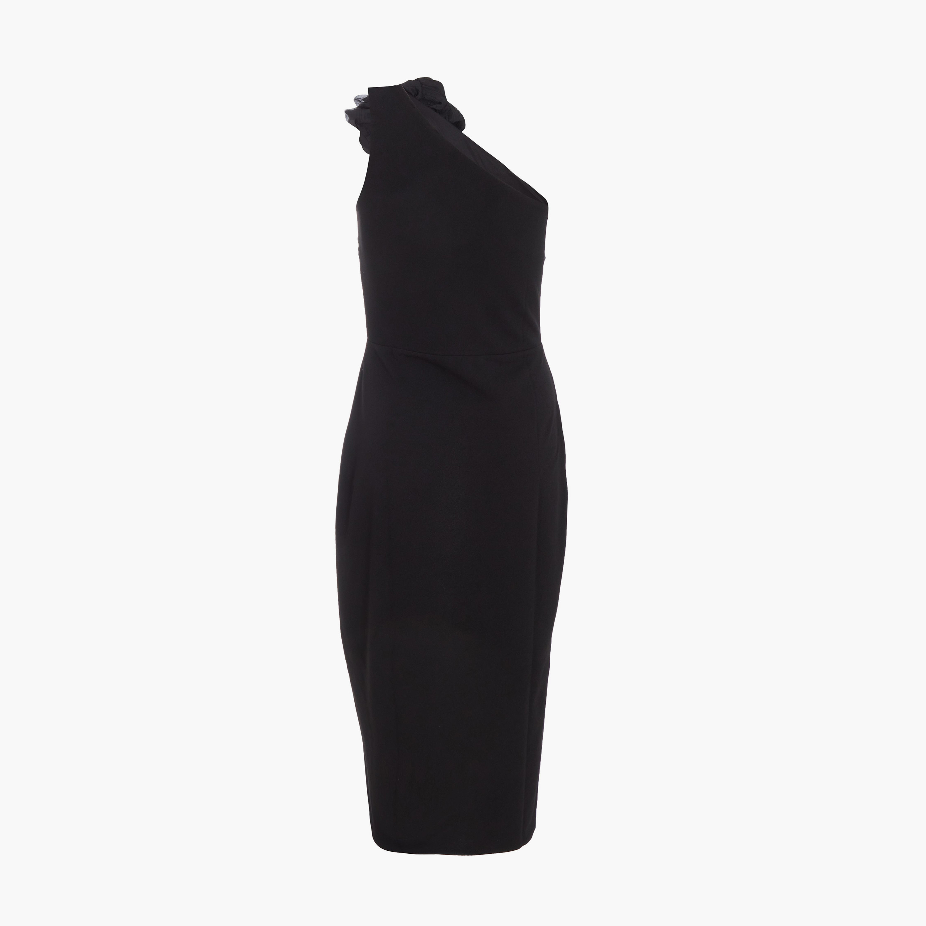 كويز-  فستان سهرة متوسط ​​الطول من الكريب الأسود غير المتماثل-women-clothing-dresses-image-6
