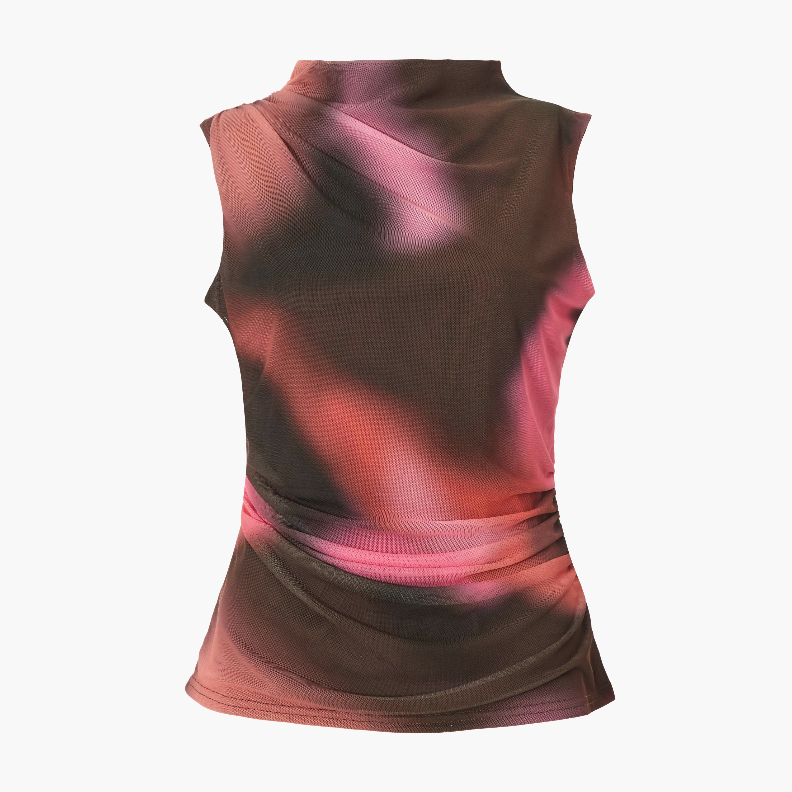 Quiz Brown Airbrush Mesh High Neck Vest-women-clothing-tshirts-image-5
