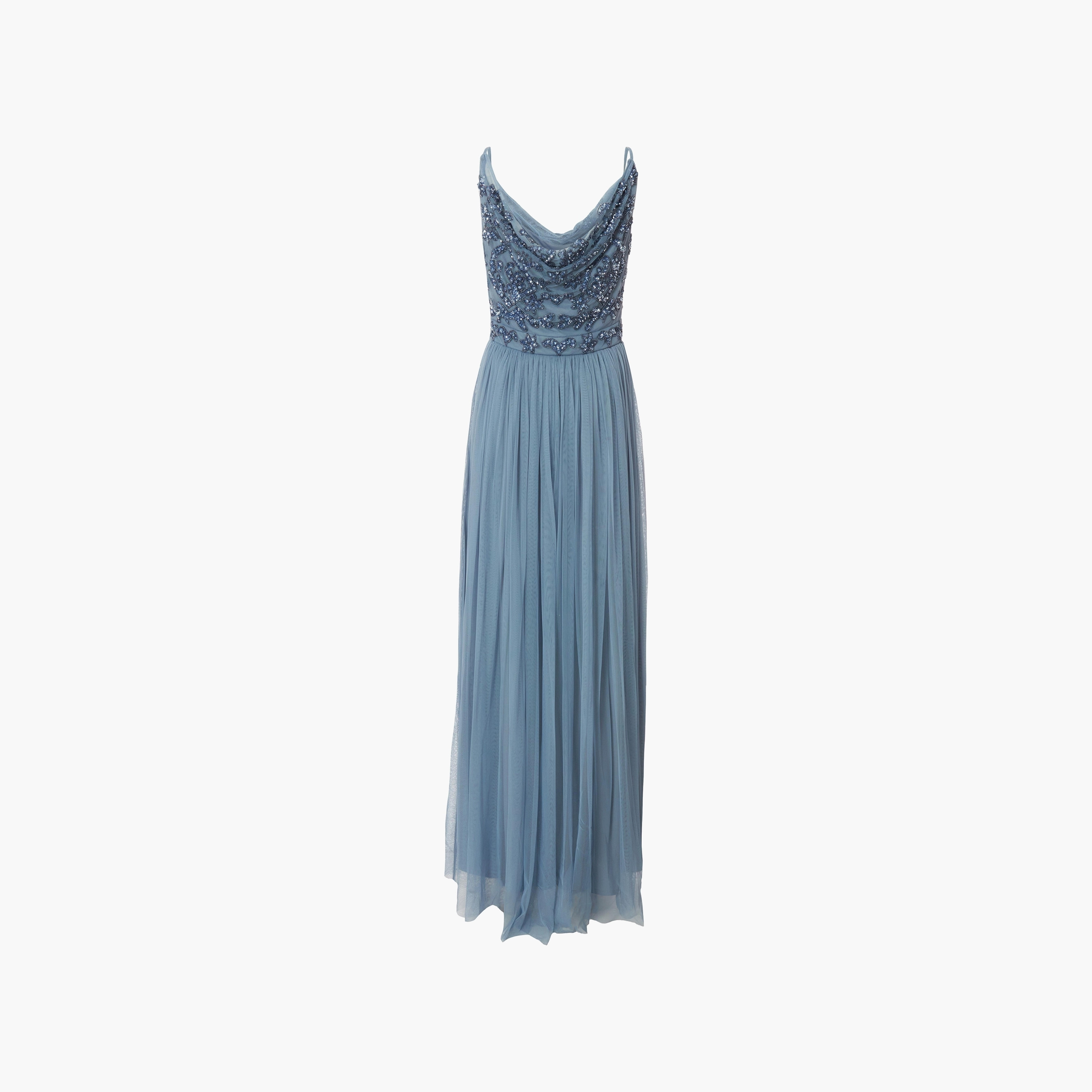 فستان سهرة ماكسي أزرق للنساء مزين بالخرز برقبة دائرية وشبكة من كويز-women-clothing-dresses-image-6