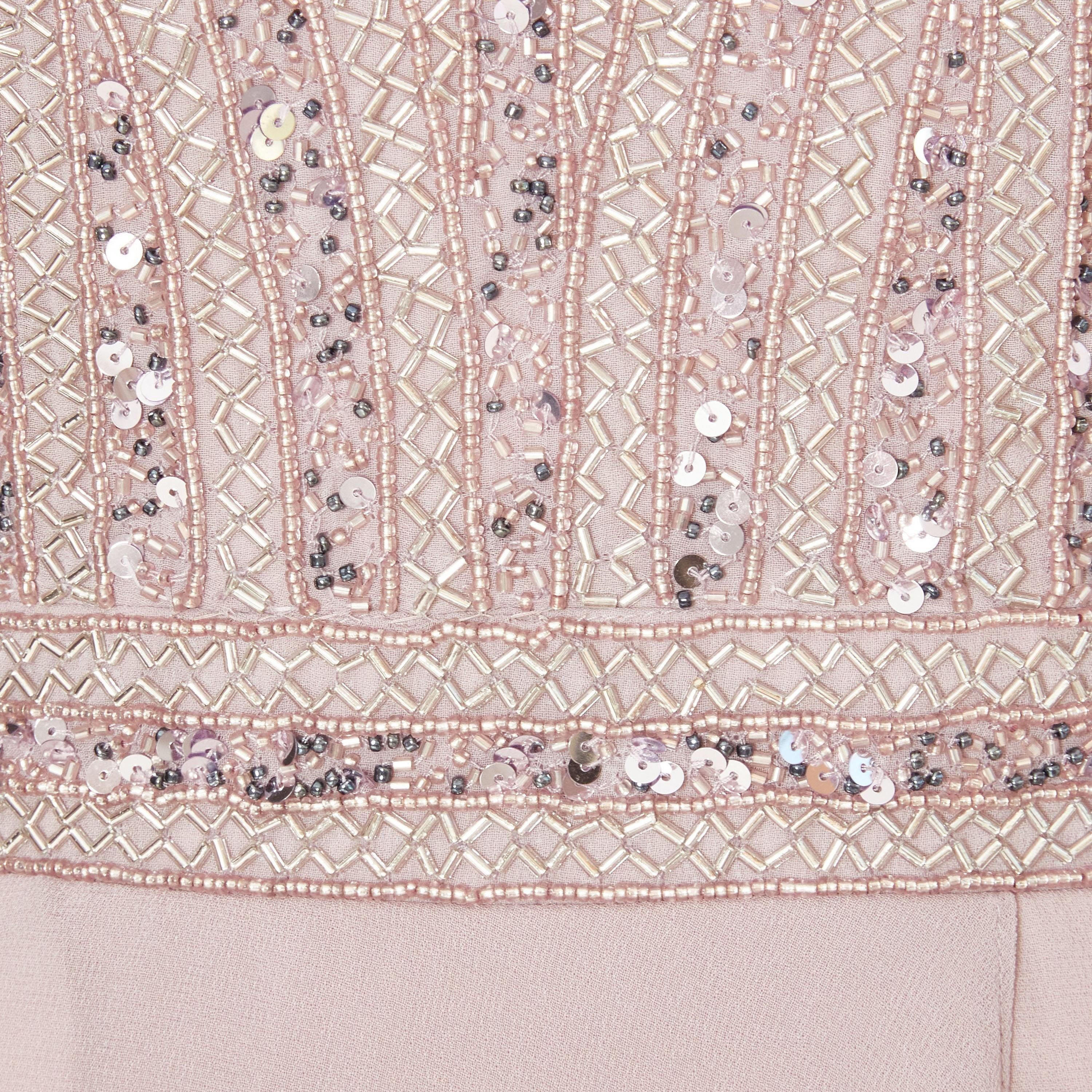 فستان سهرة ماكسي وردي فاتح للنساء، مزين بفتحة رقبة V، من الشيفون من كويز-women-clothing-dresses-image-4