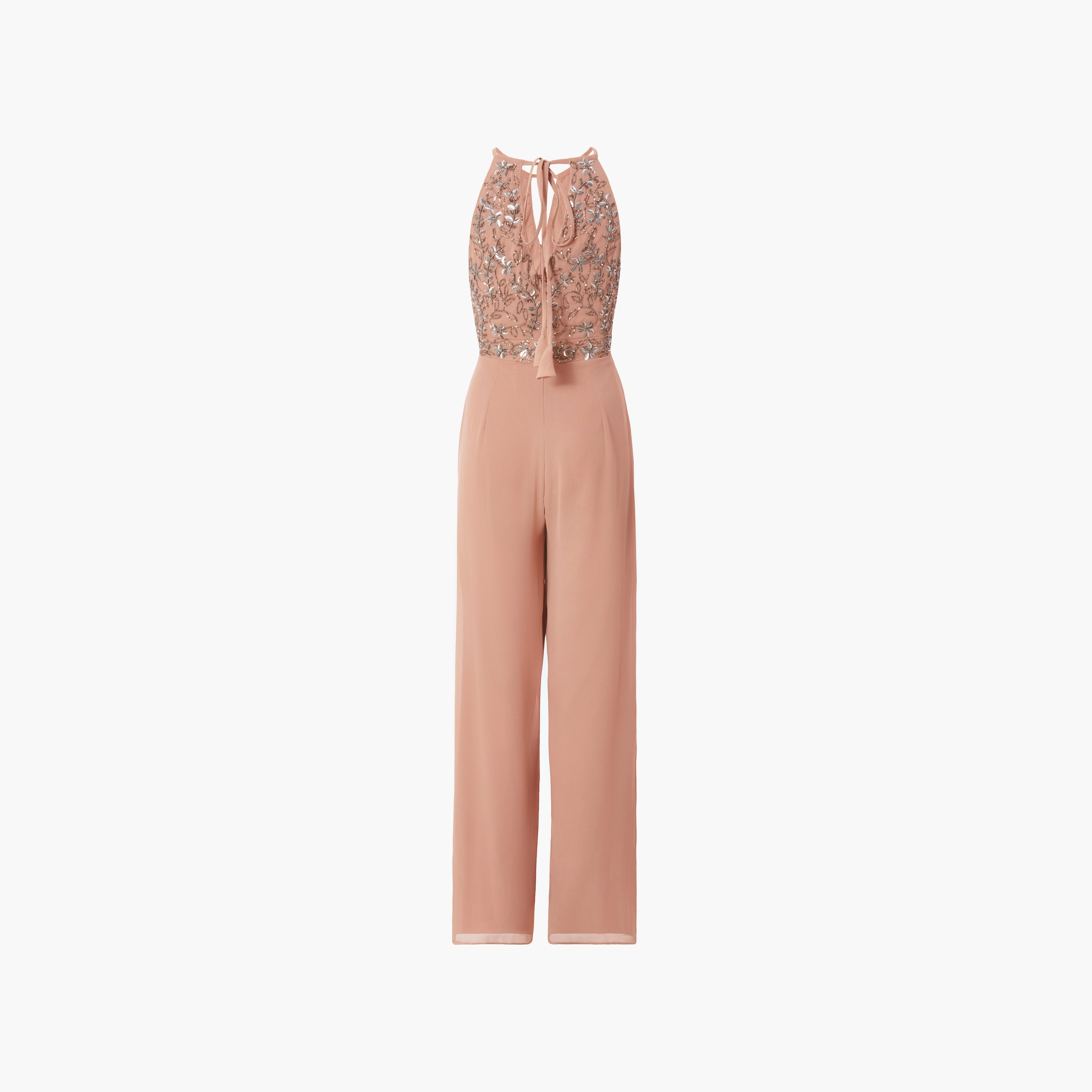 Quiz Beaded Chiffon Halter Neck Taupe Jumpsuit-women-clothing-jumpsuits-image-6