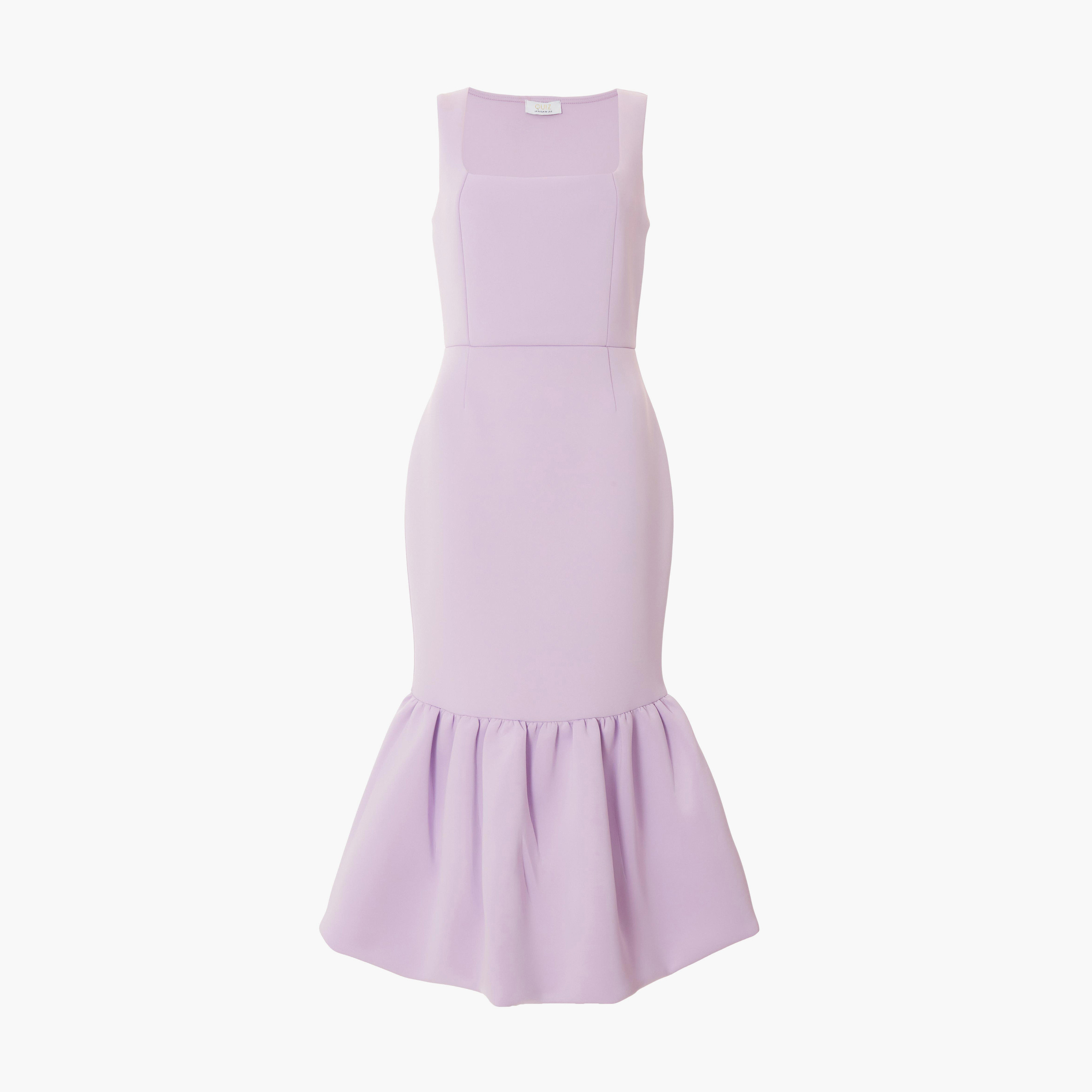 كويز-  فستان ميداكسي (بطول متوسط) أرجواني اللون مع رقبة مربعة من فوم سكوبا-women-clothing-dresses-image-5