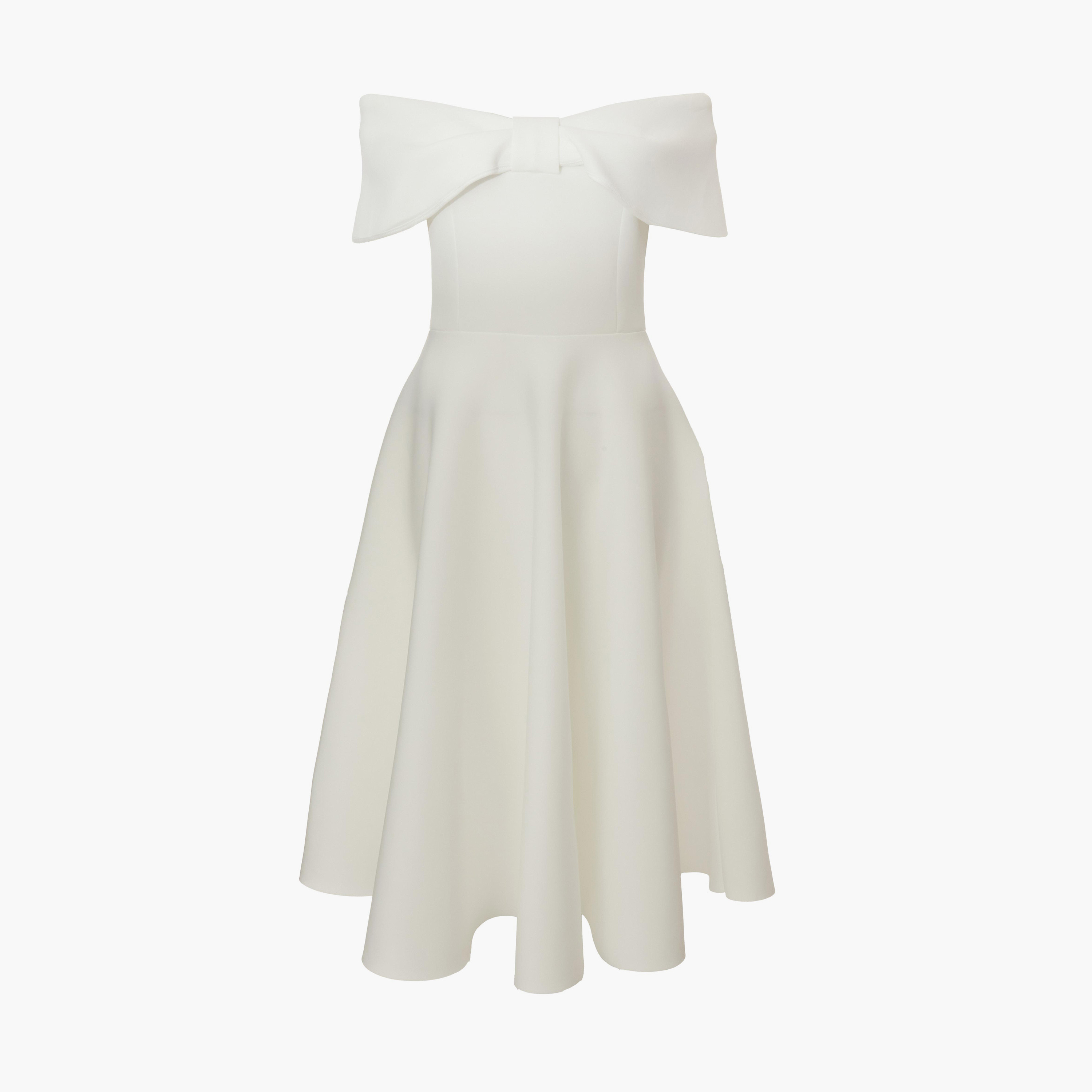 كويز-  فستان سكيتر عاجي اللون مع فيونكة باردو-women-clothing-dresses-image-5