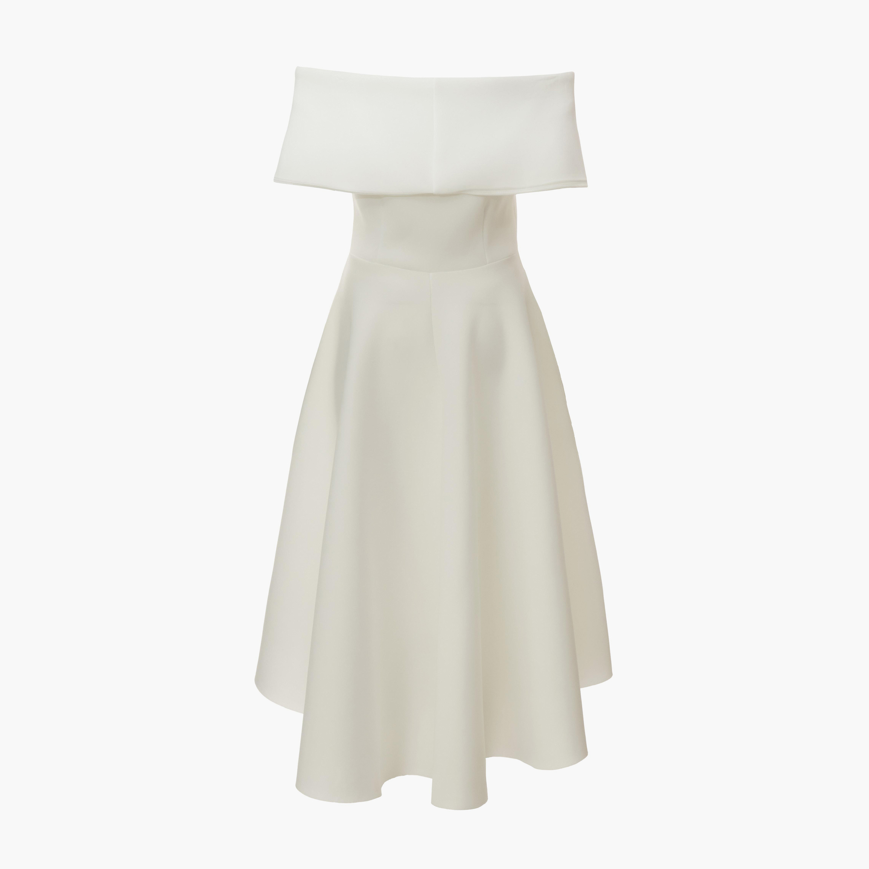 كويز-  فستان سكيتر عاجي اللون مع فيونكة باردو-women-clothing-dresses-image-6