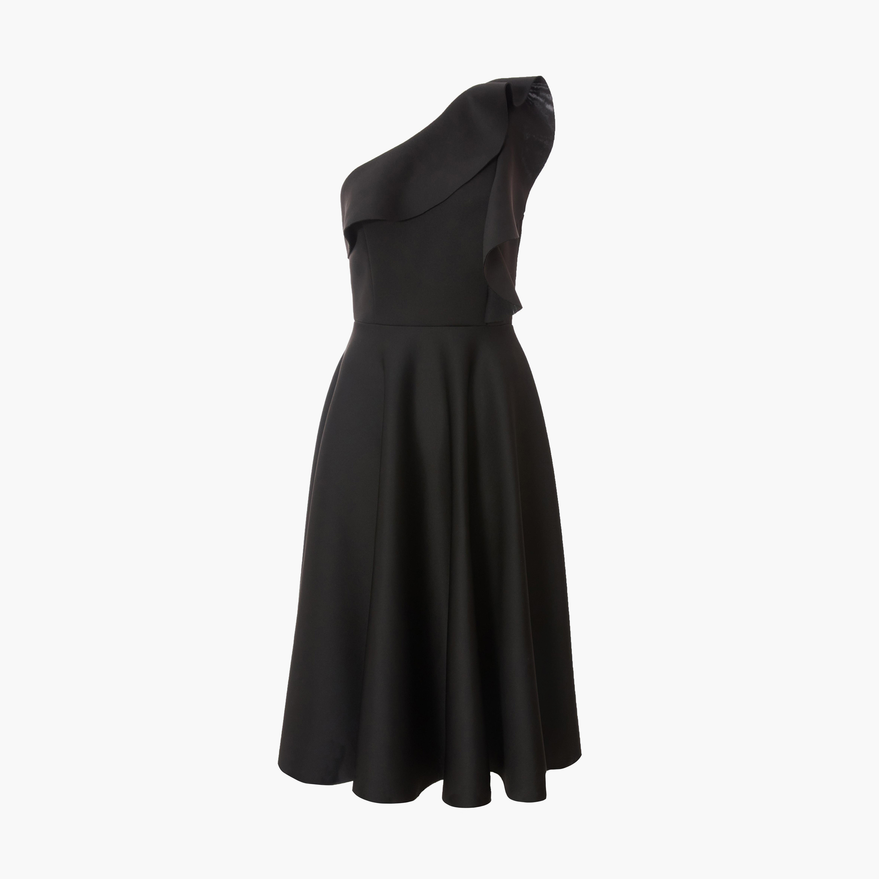 Quiz Black One Shoulder Frill Detail Women Skater Dress-women-clothing-dresses-image-5