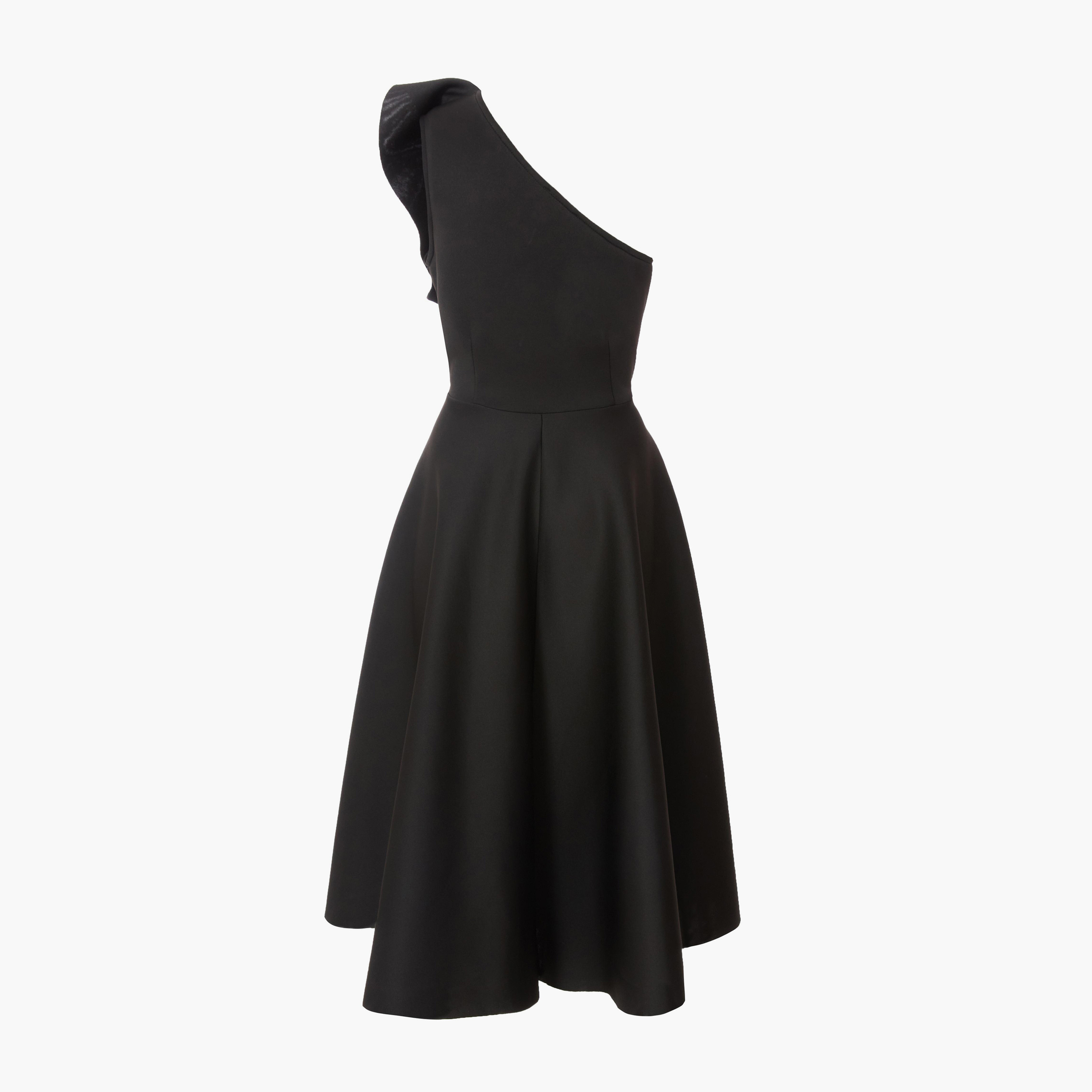 Quiz Black One Shoulder Frill Detail Women Skater Dress-women-clothing-dresses-image-6