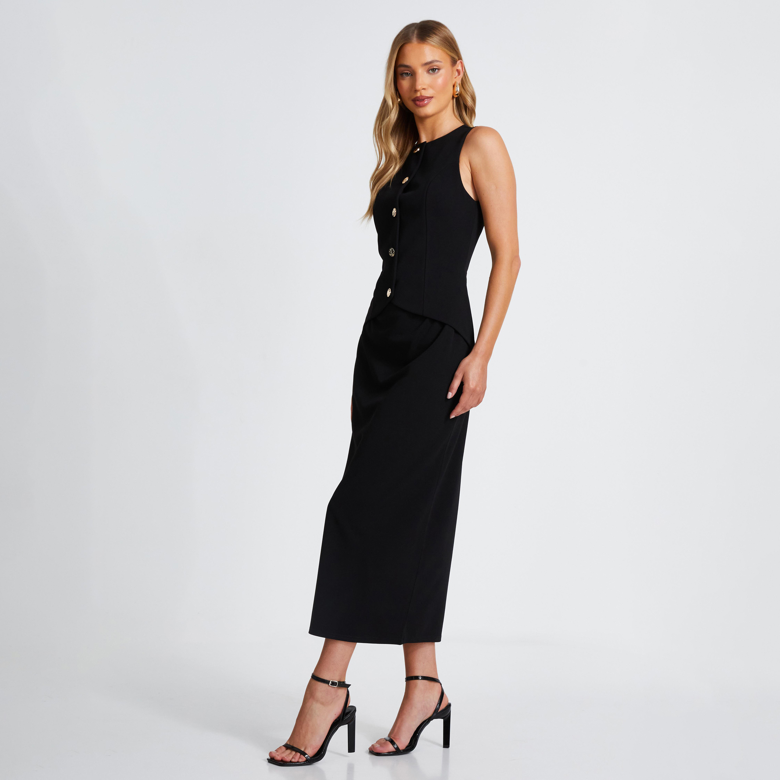كويز-  فستان أسود بصدرية وتنورة من الكريب سكوبا اثنان في واحد-women-clothing-dresses-image-2