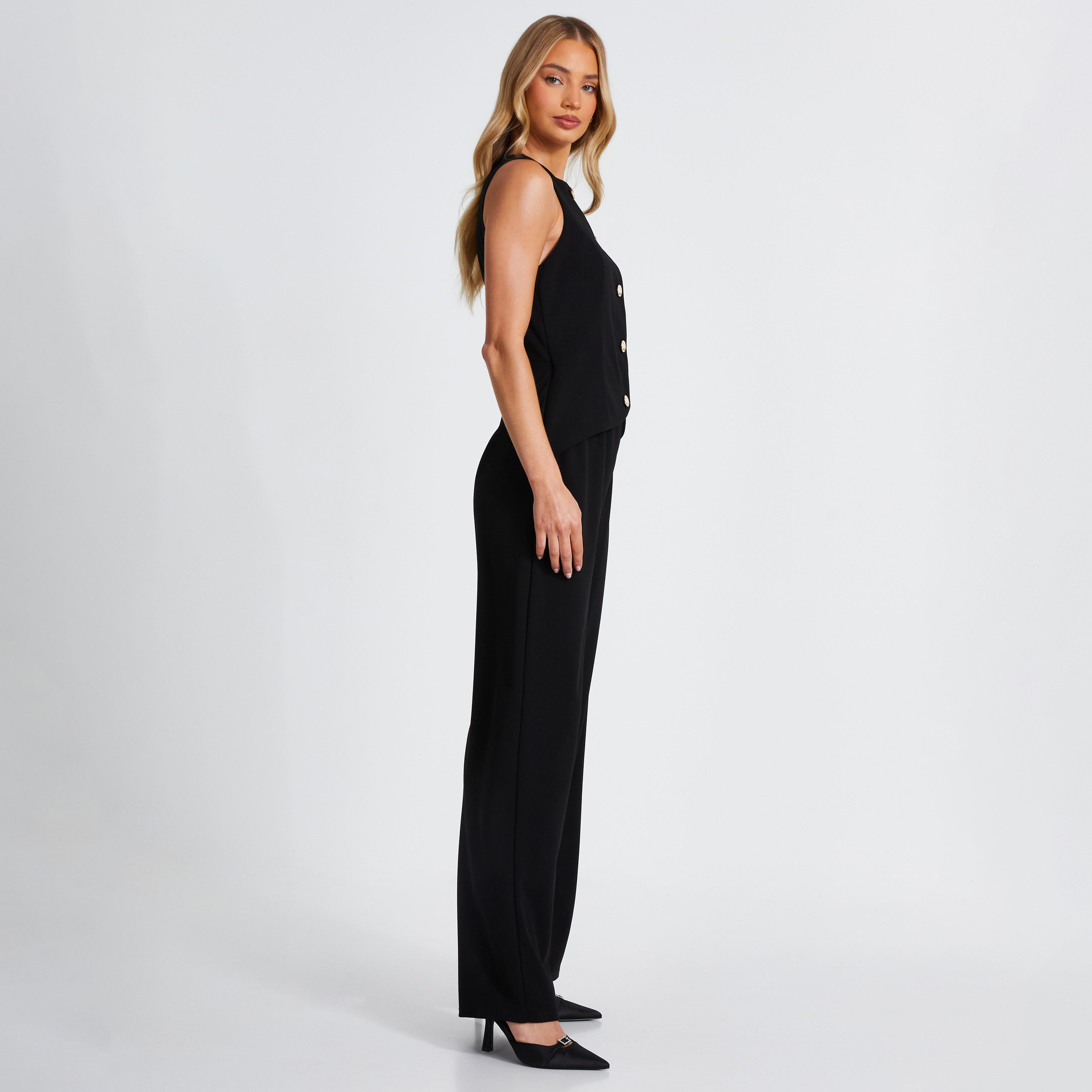 Quiz Black Two In One Scuba Crepe Waistcoat Women Jumpsuit-women-clothing-jumpsuits-image-2
