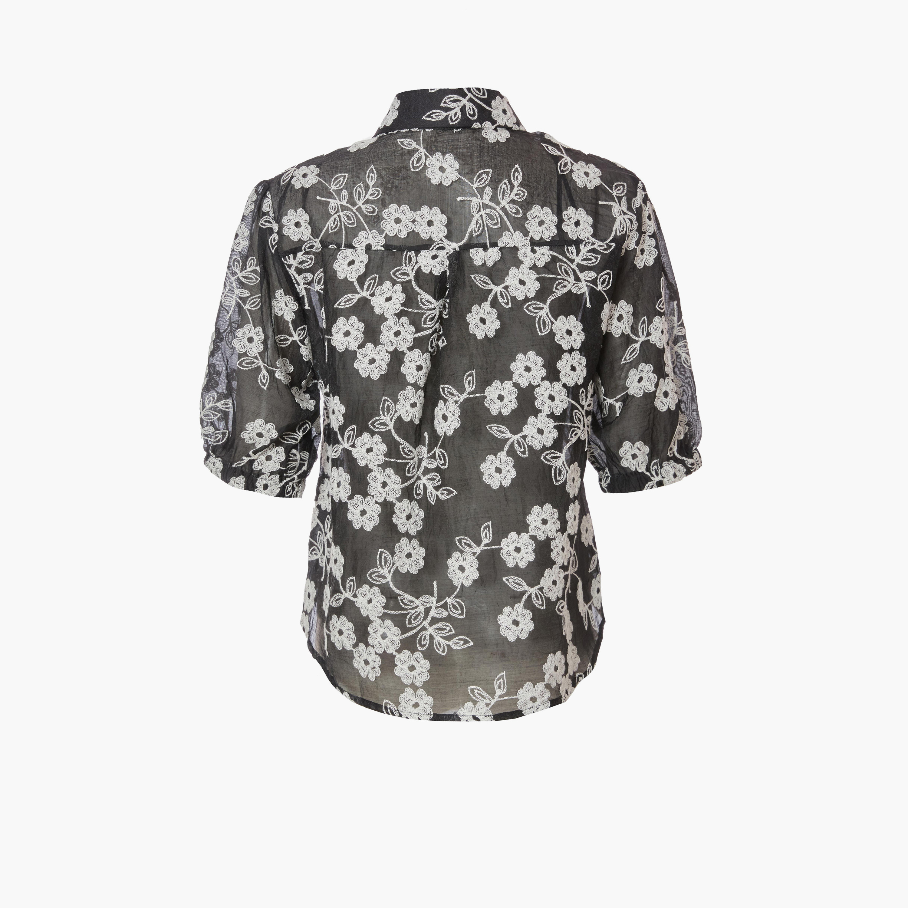 Quiz Black Embroidered Organza Puff Sleeve Blouse-women-clothing-shirtsandblouses-blouses-image-5