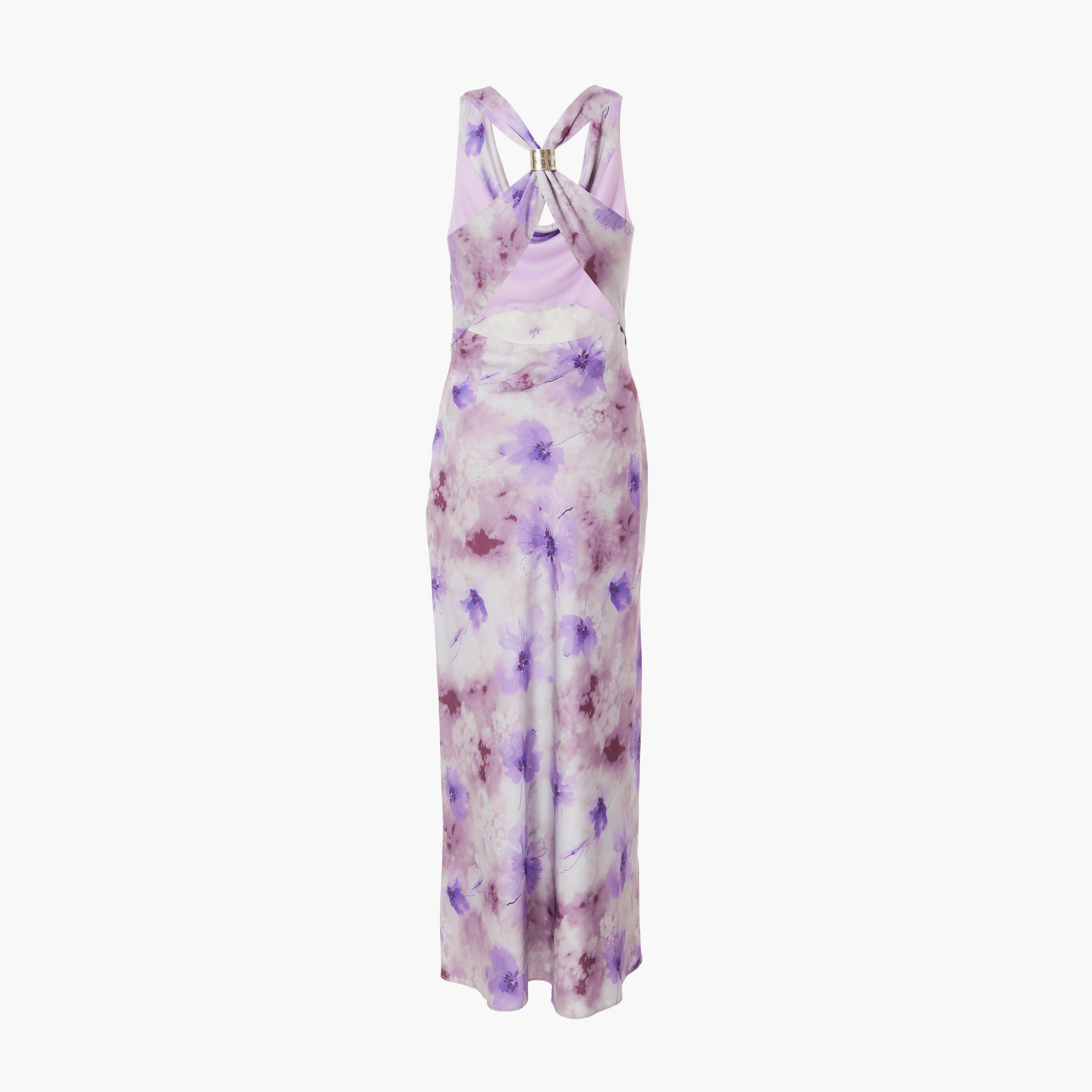 كويز-  فستان ميداكسي (بطول متوسط) من الساتان المزهر باللون الليلكي-women-clothing-dresses-image-6