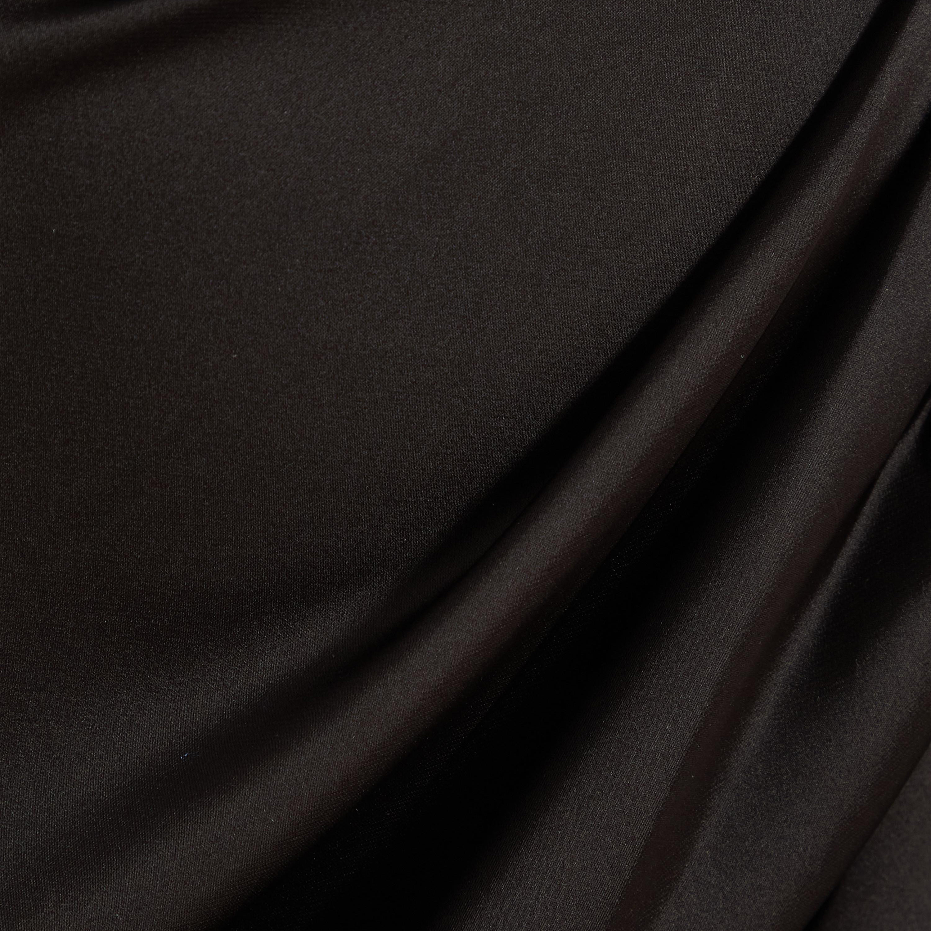 كويز-  فستان سهرة أسود غير متماثل وكشكشة من الترتر وفتحة رقبة مدورة-women-clothing-dresses-image-4