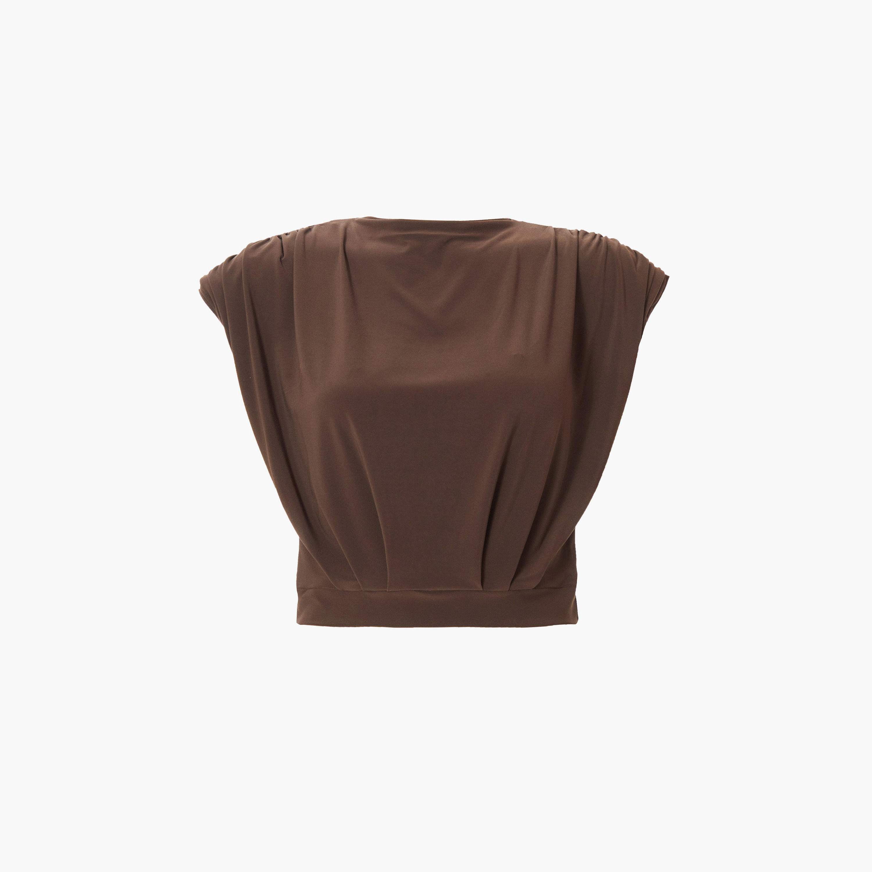 كويز-  بلوزة قصيرة بنية اللون مع حشوة كتف-women-clothing-shirtsandblouses-blouses-image-5