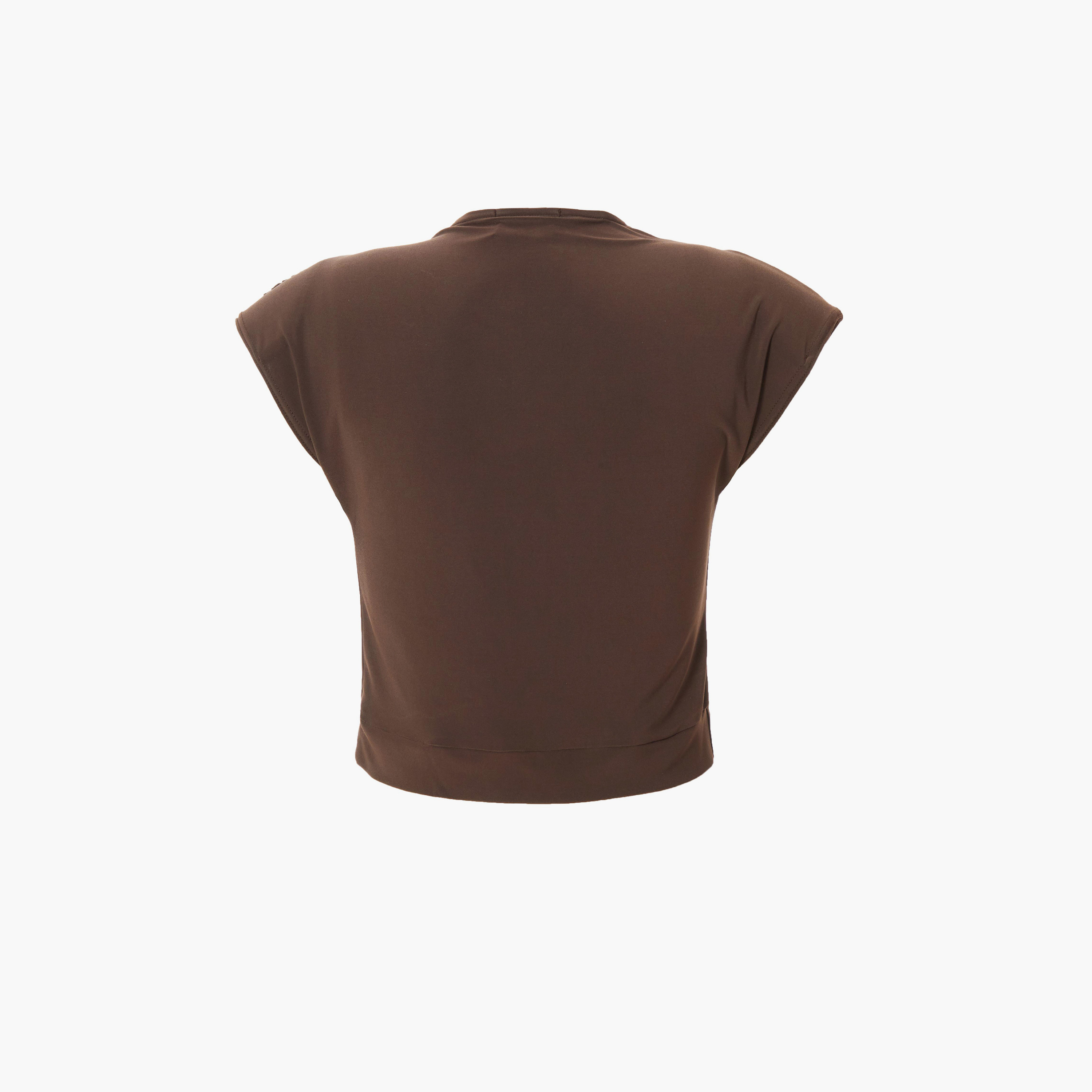 كويز-  بلوزة قصيرة بنية اللون مع حشوة كتف-women-clothing-shirtsandblouses-blouses-image-6