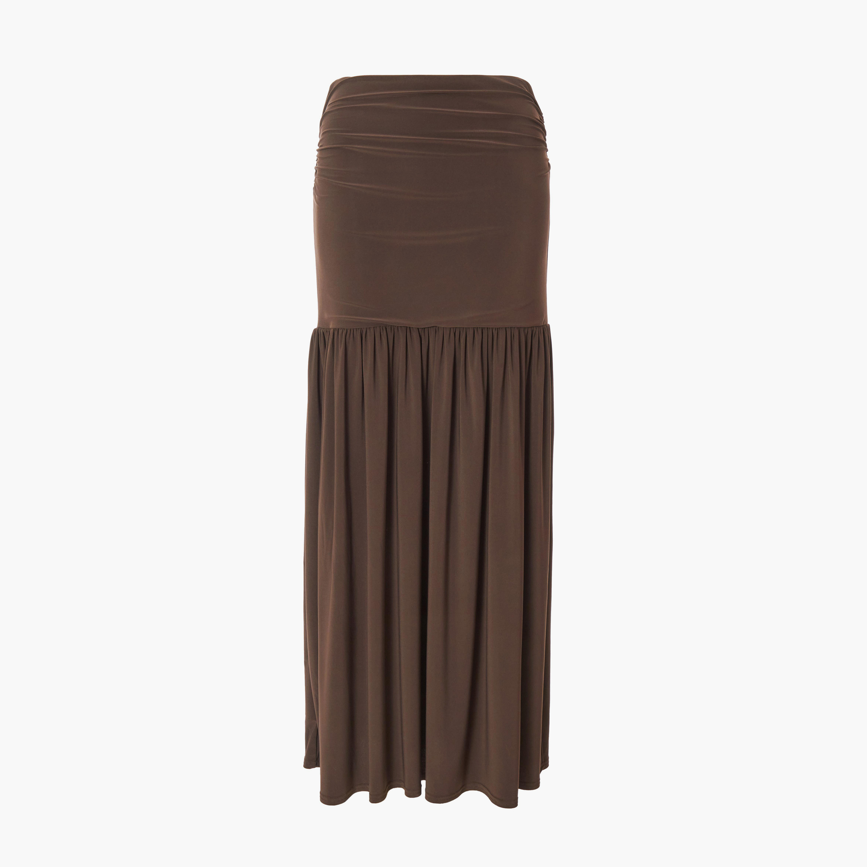 كويز-  تنورة ميداكسي (بطول متوسط) بنية اللون مع حاشية منسدلة-women-clothing-skirts-image-5