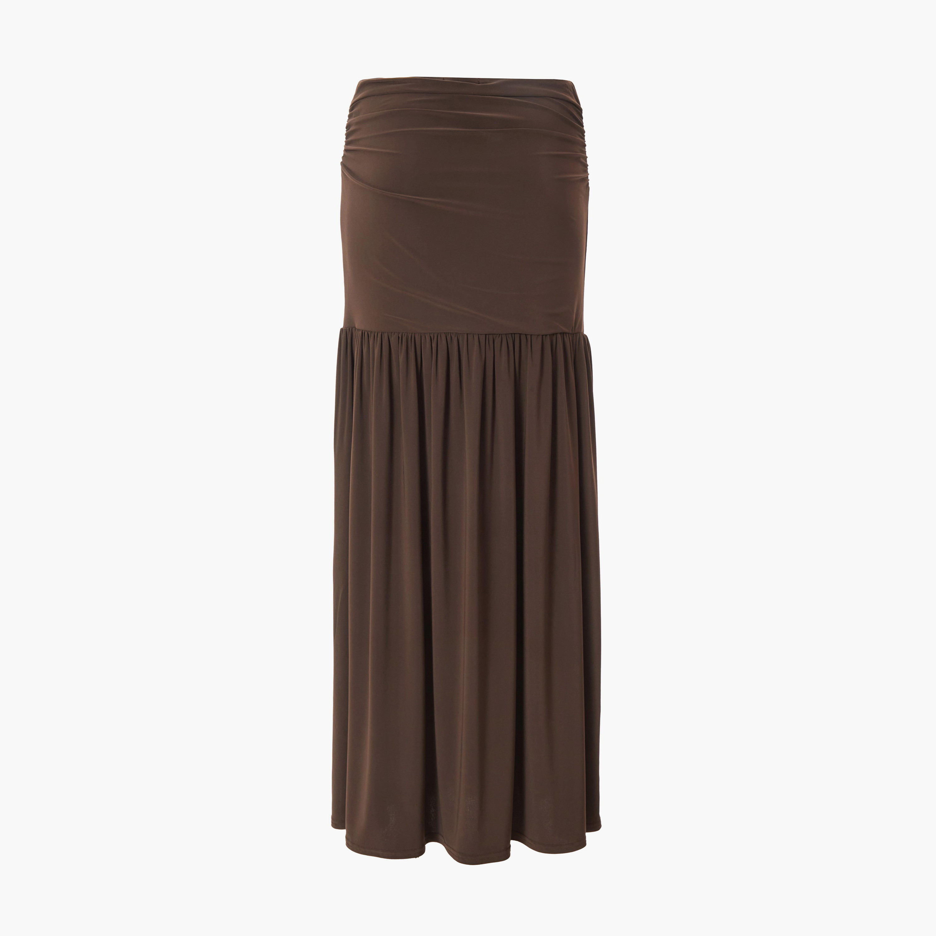 كويز-  تنورة ميداكسي (بطول متوسط) بنية اللون مع حاشية منسدلة-women-clothing-skirts-image-6