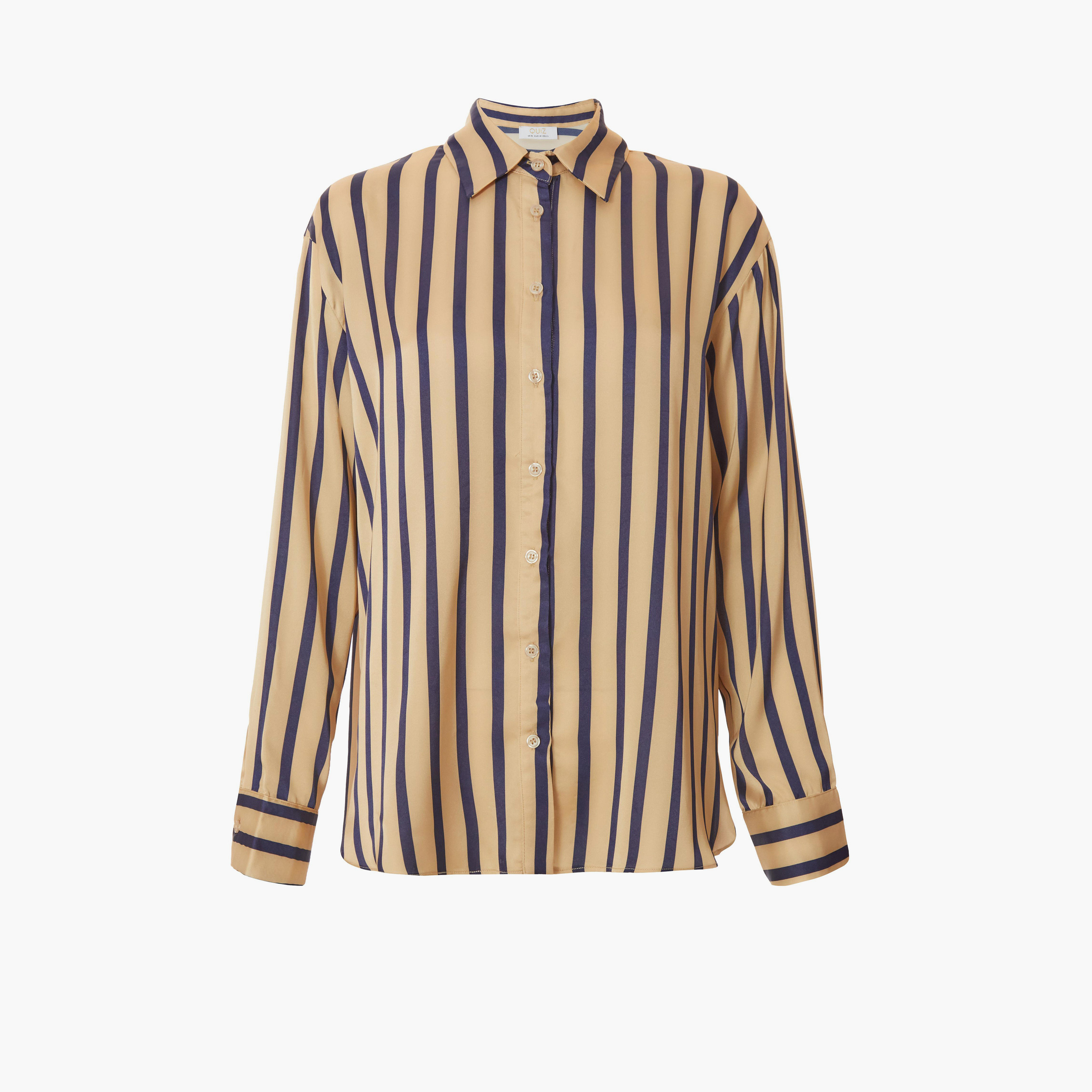 Quiz Stone Satin Stripe Long Sleeve Shirt-women-clothing-shirtsandblouses-shirts-image-5