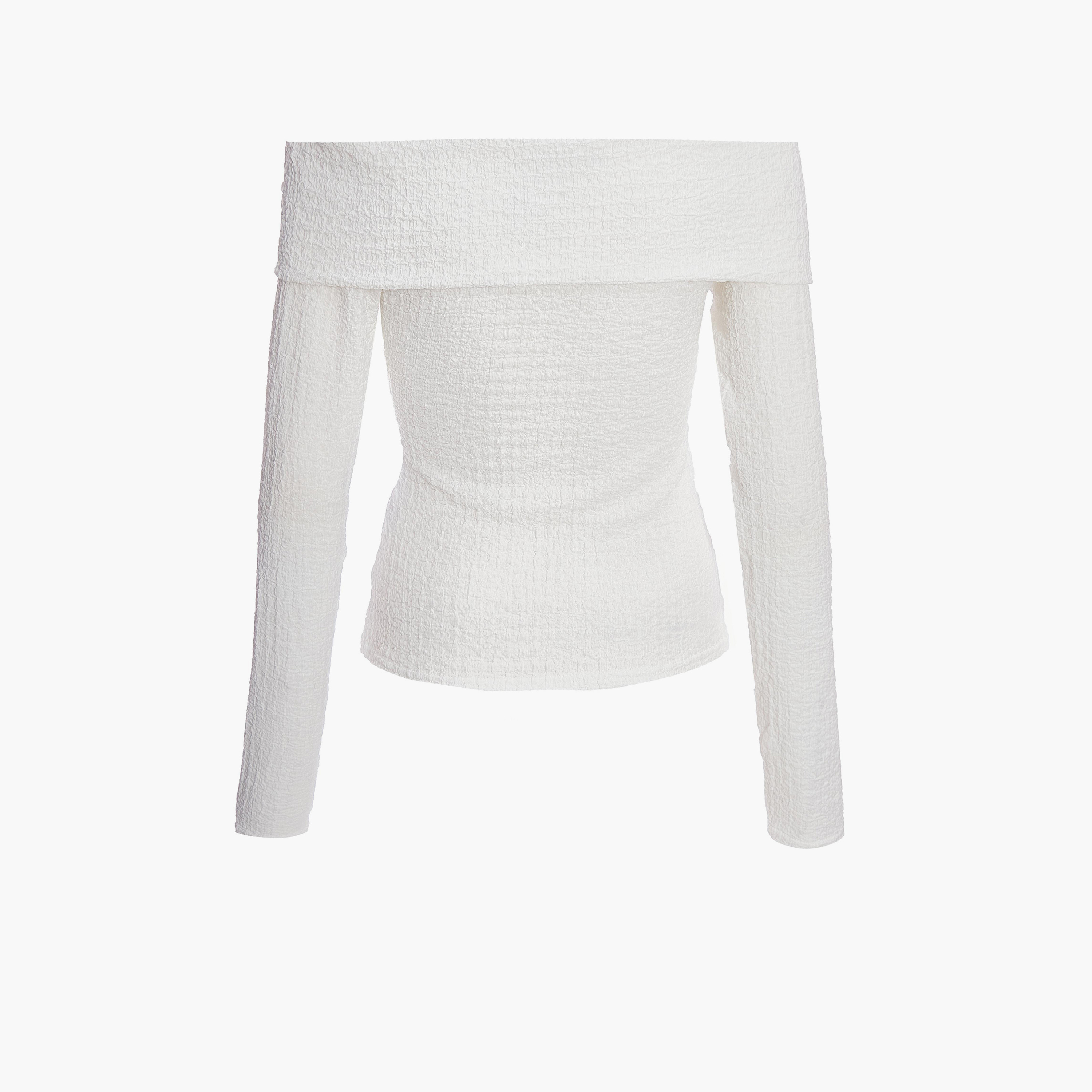 كويز-  بلوزة باردو بتفاصيل ملتوية كريمي اللون-women-clothing-shirtsandblouses-blouses-image-5