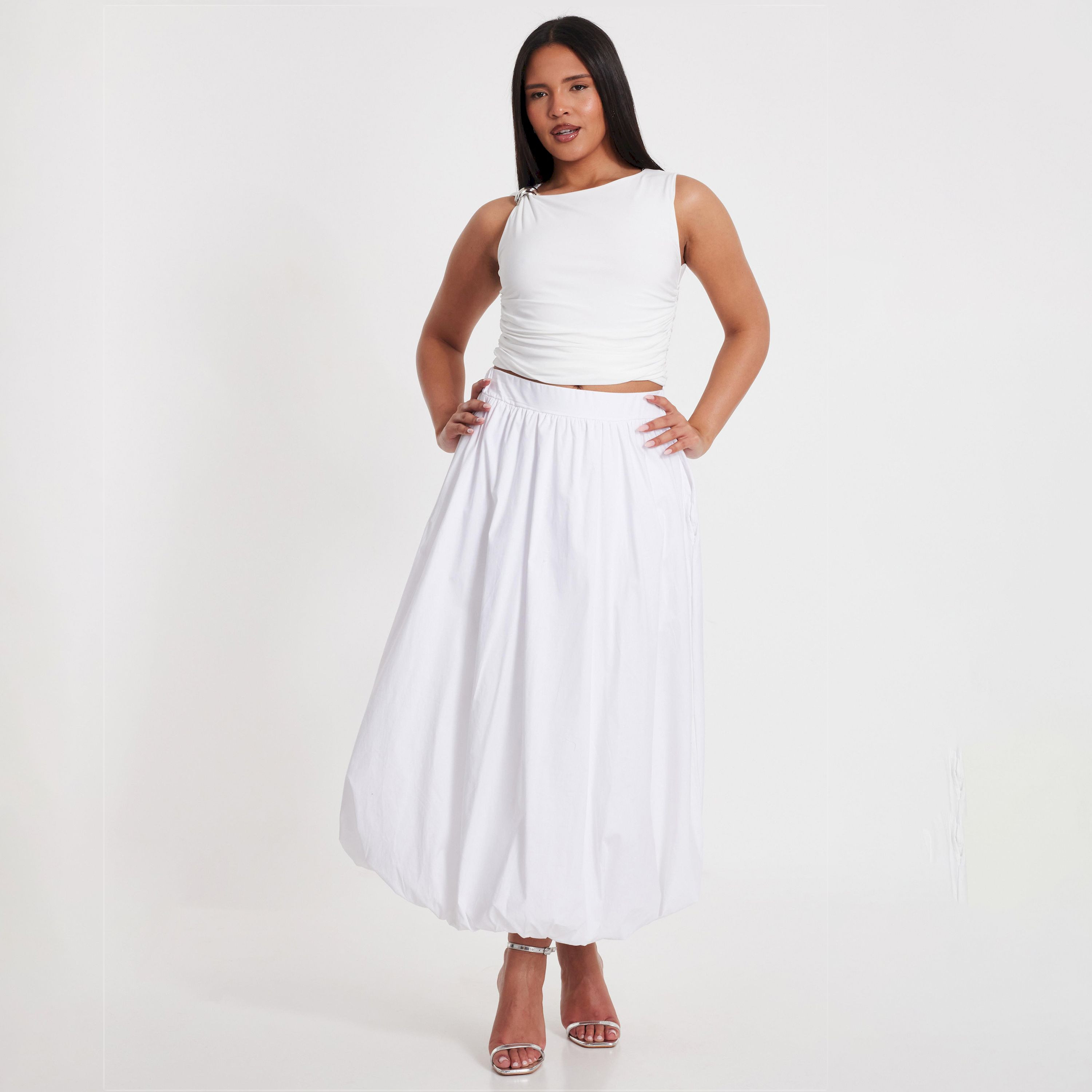 Quiz White Poplin Midaxi Puffball Skirt-women-clothing-bottoms-skirts-image-1