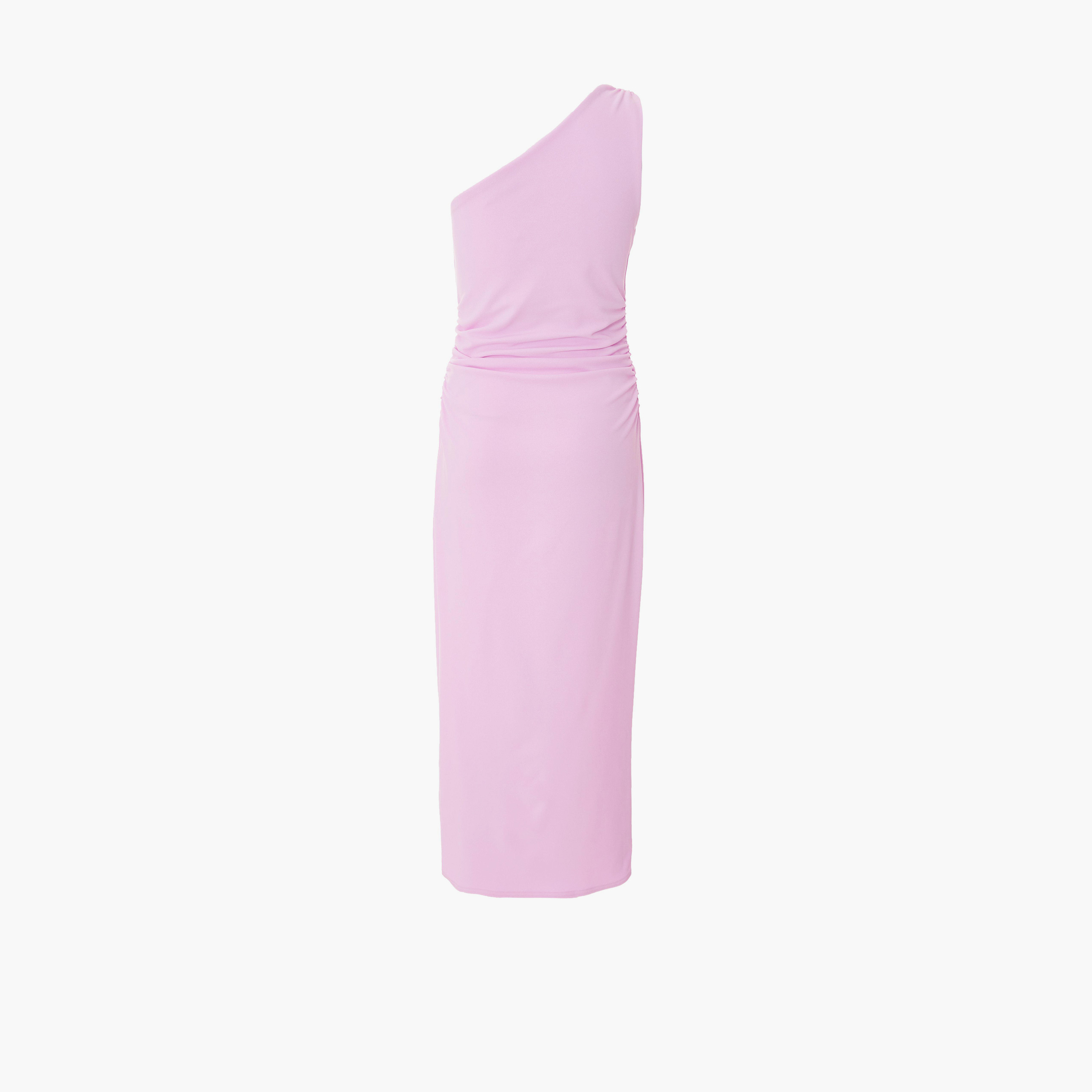 كويز-  فستان ماكسي أرجواني من قماش سكوبا كريب بكتف واحد وبتفاصيل مشبك-women-clothing-dresses-image-5