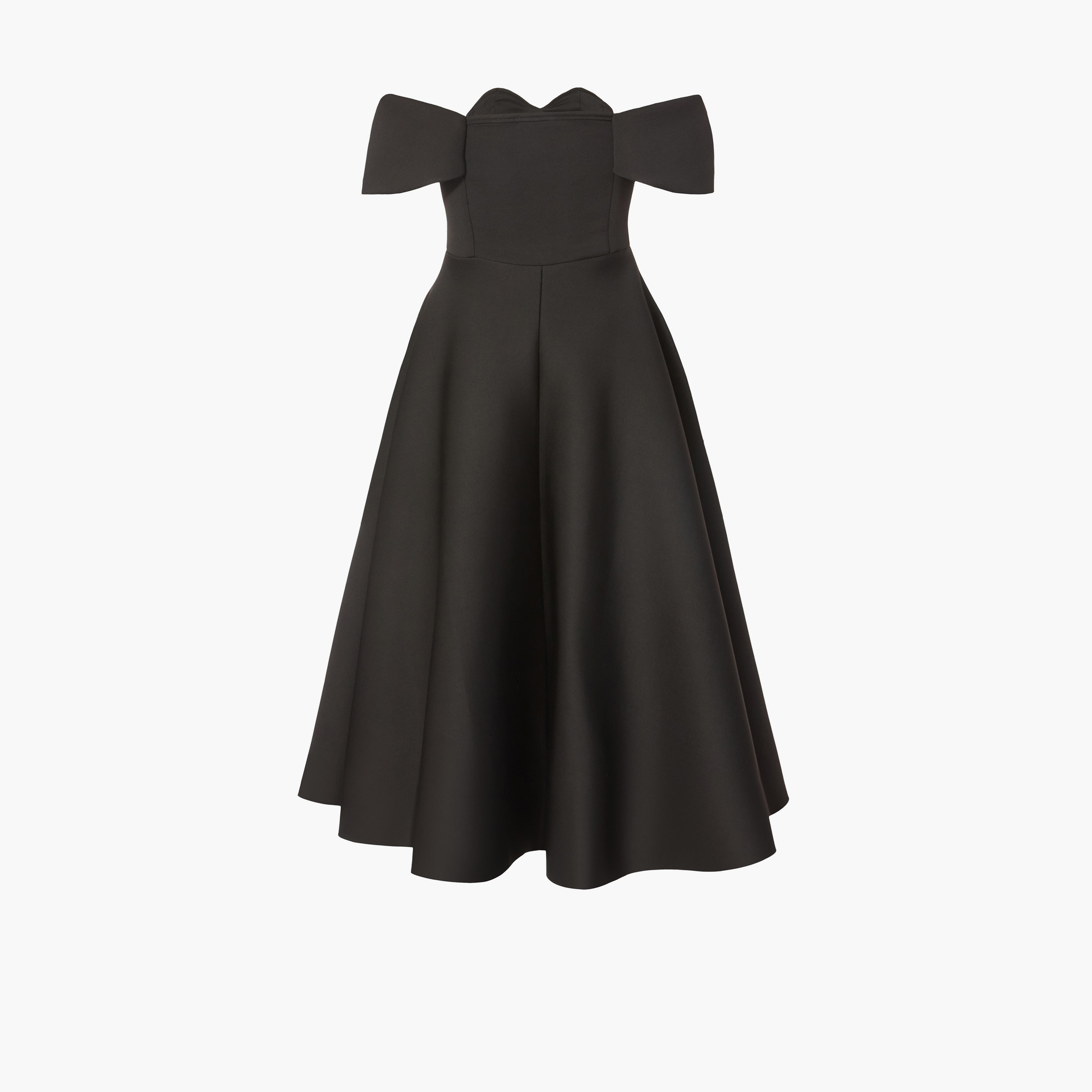 كويز-  فستان سكيتر أسود بقصّة مكشوفة الكتفين من قماش سكوبا-women-clothing-dresses-image-5