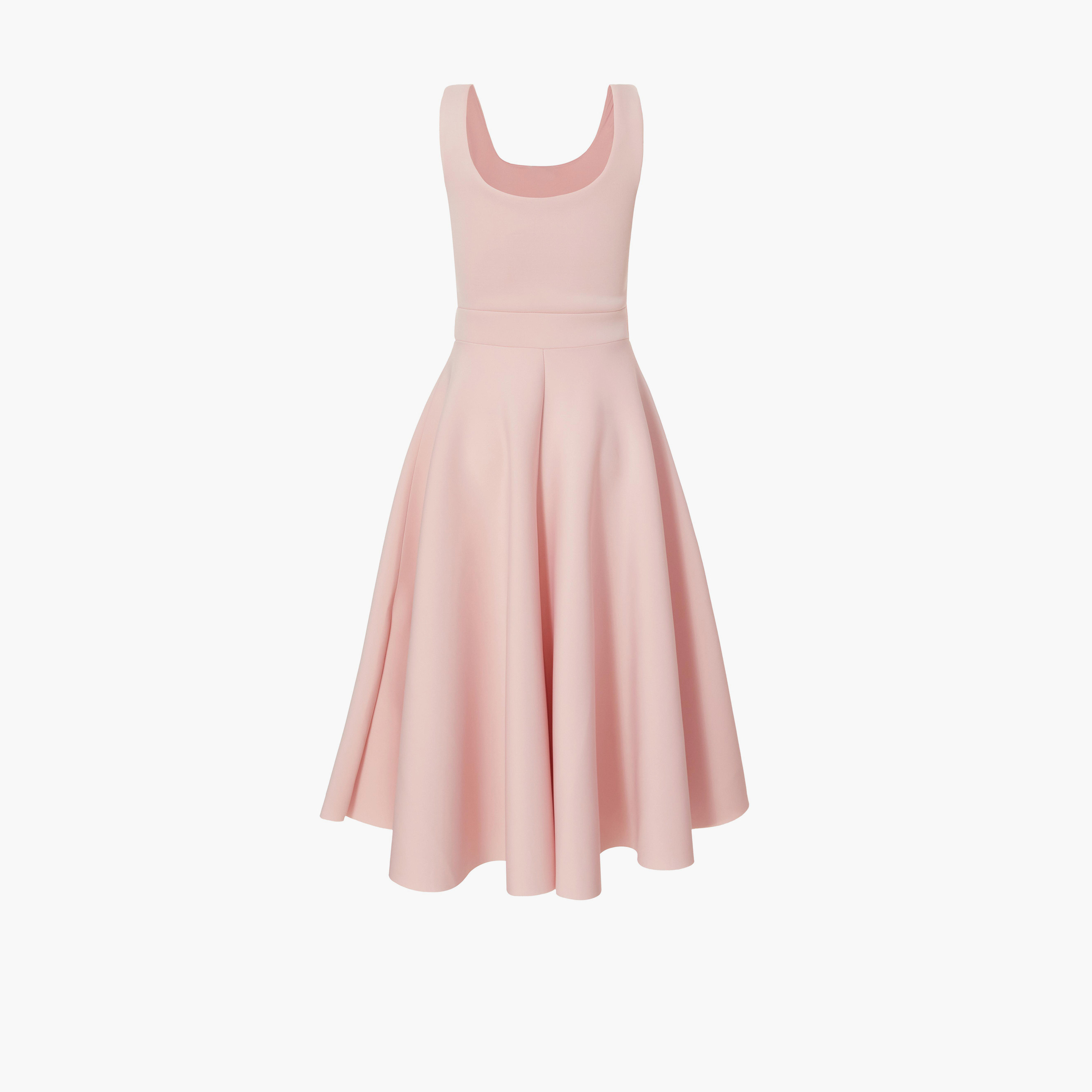 كويز-  فستان سكيتر متوسط ​​الطول وردي فاتح بثنيات سكوبا-women-clothing-dresses-image-5
