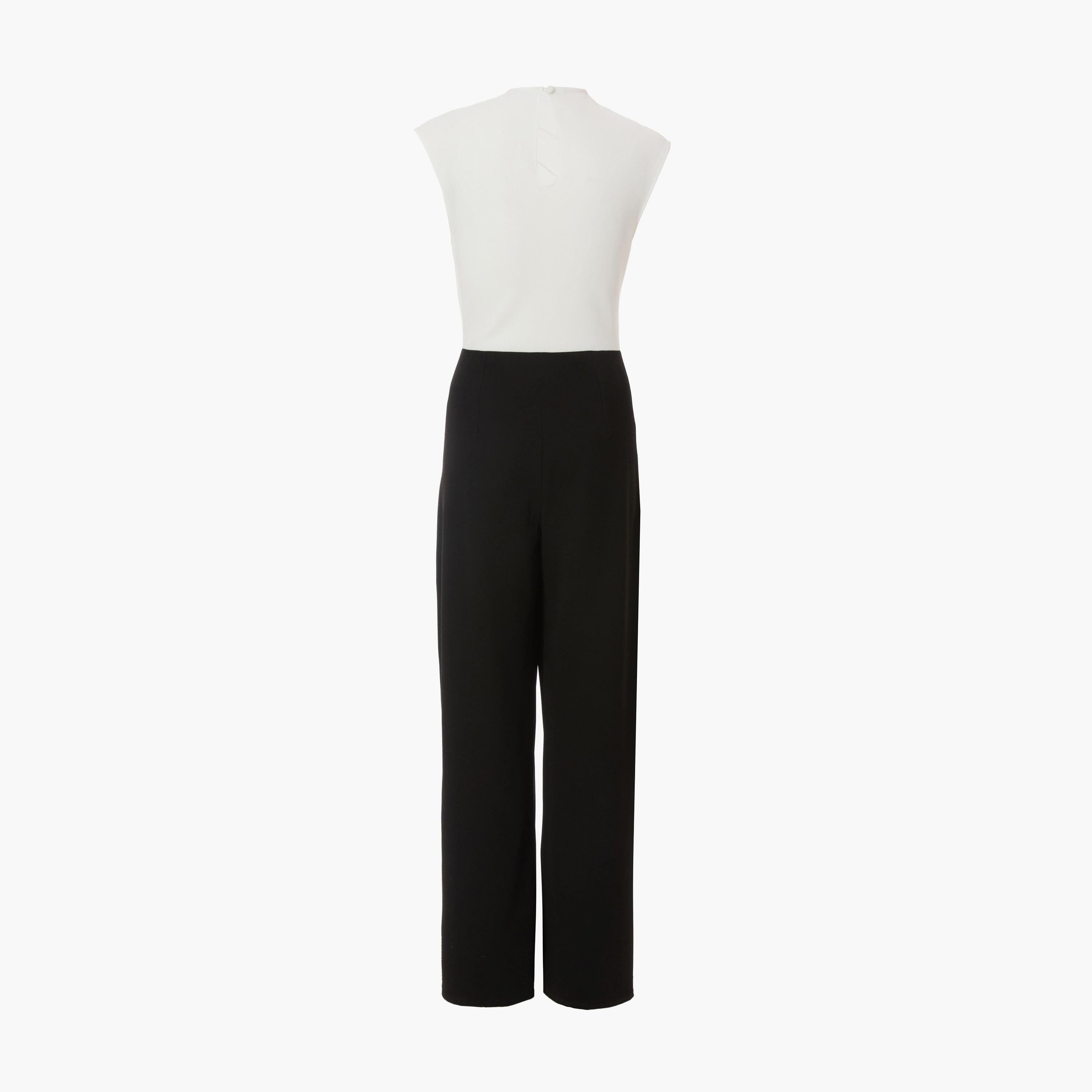 Quiz Black Scuba Crepe Contrast Women Jumpsuit With Button Detail-women-clothing-jumpsuits-image-6