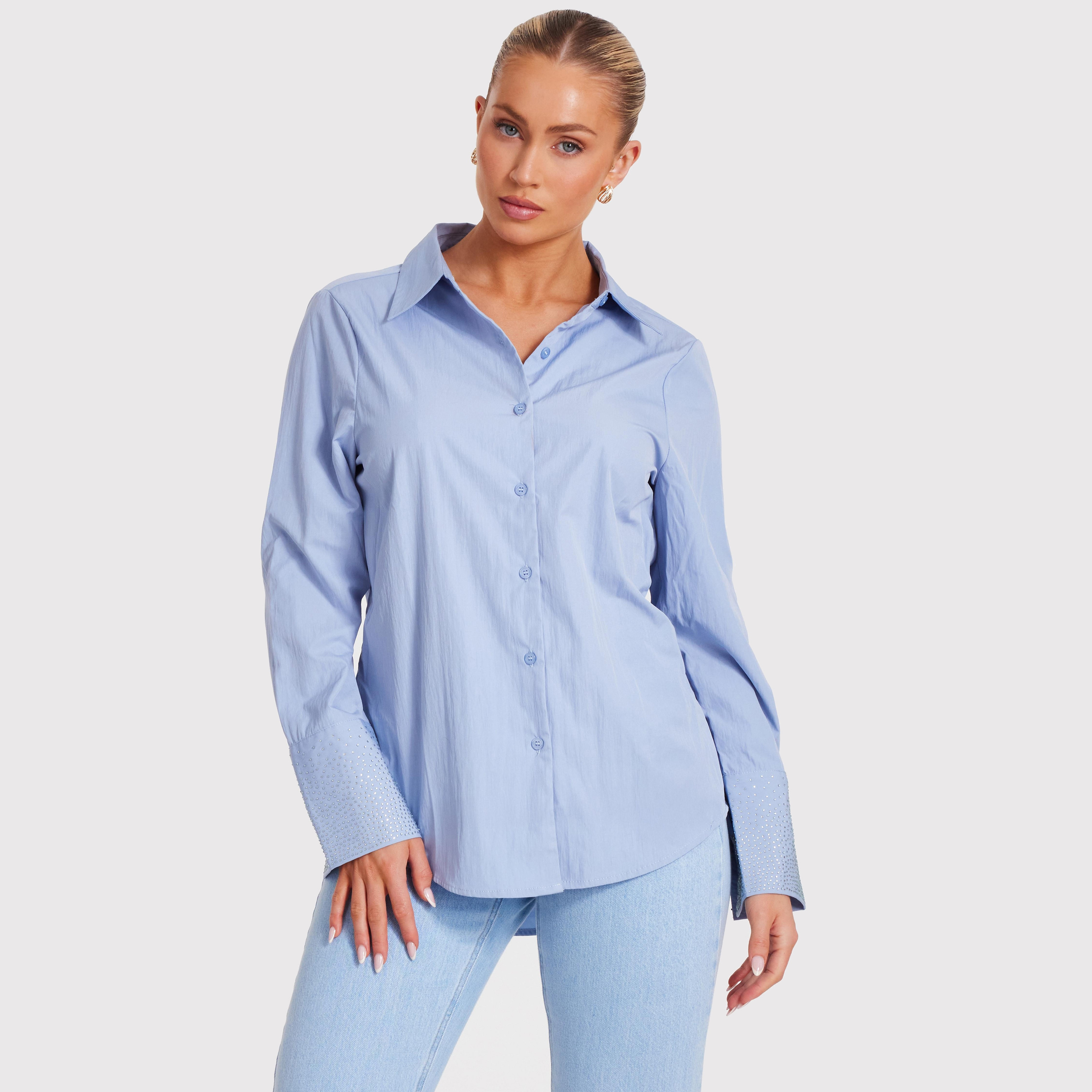 قميص نسائي ازرق بتفاصيل اسوار ديمانتي من كويز-women-clothing-shirtsandblouses-shirts-image-1