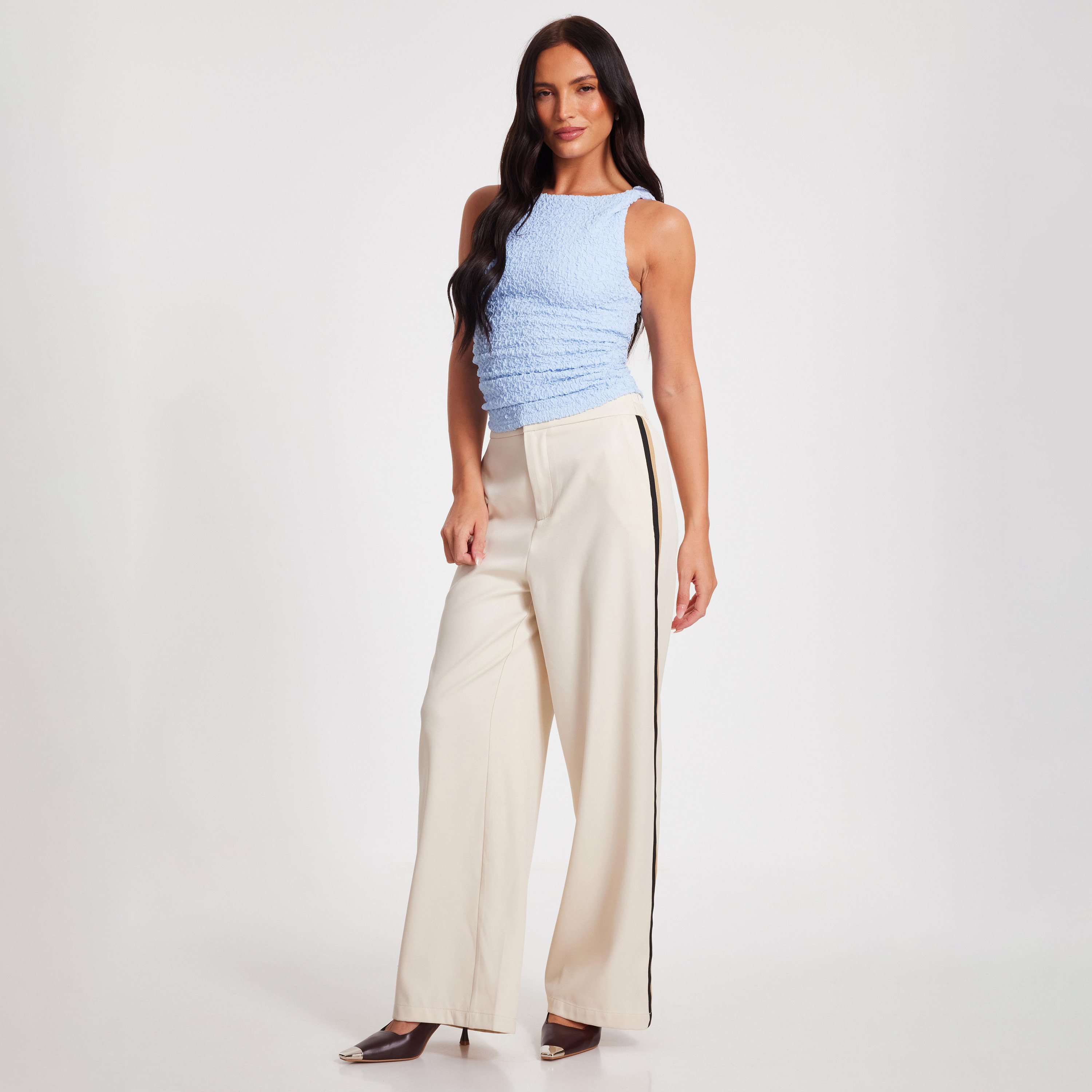 Quiz Light Blue Textured Mesh Twist Detail Top-women-clothing-shirtsandblouses-blouses-image-2