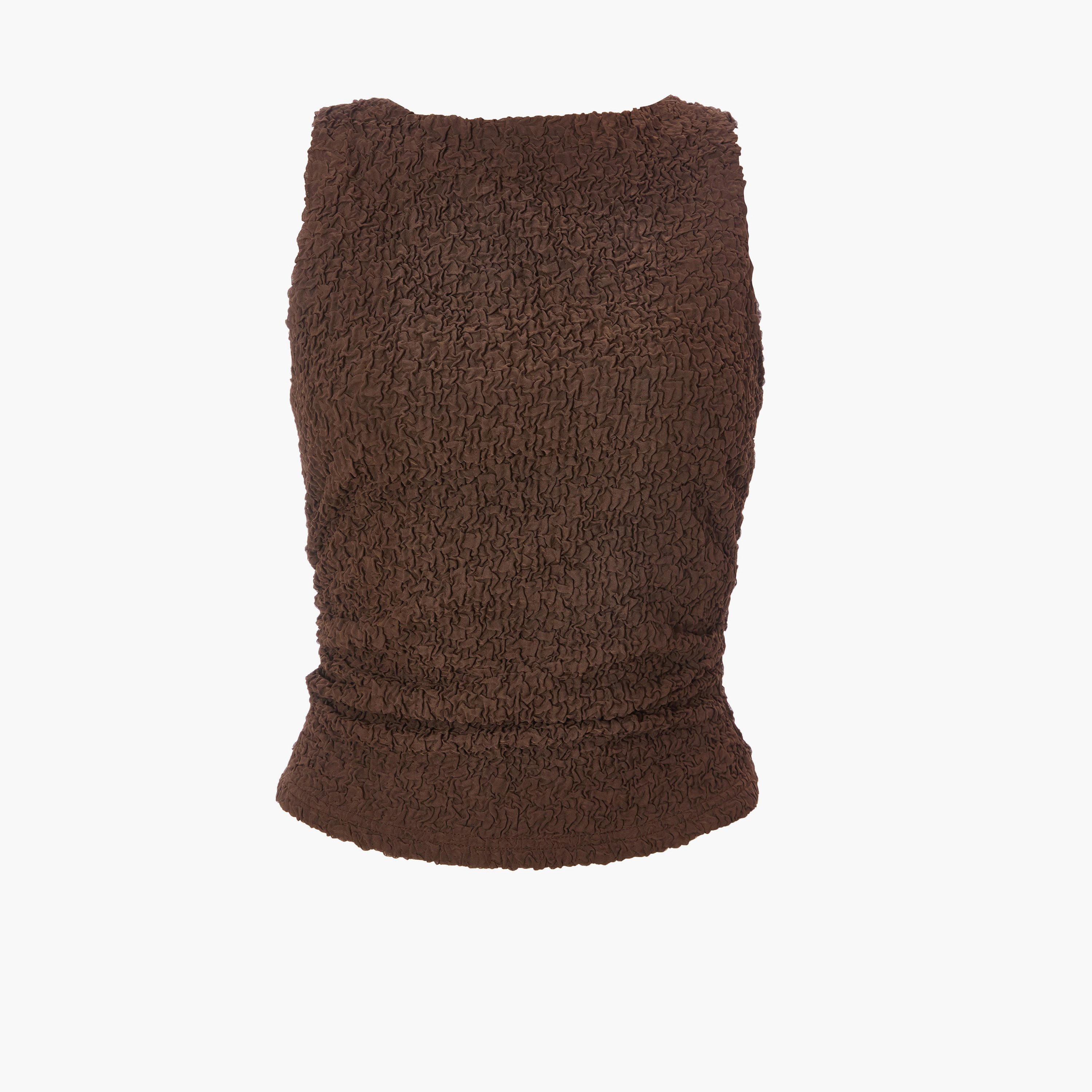 Quiz Mocha Textured Mesh Twist Detail Top-women-clothing-shirtsandblouses-blouses-image-4