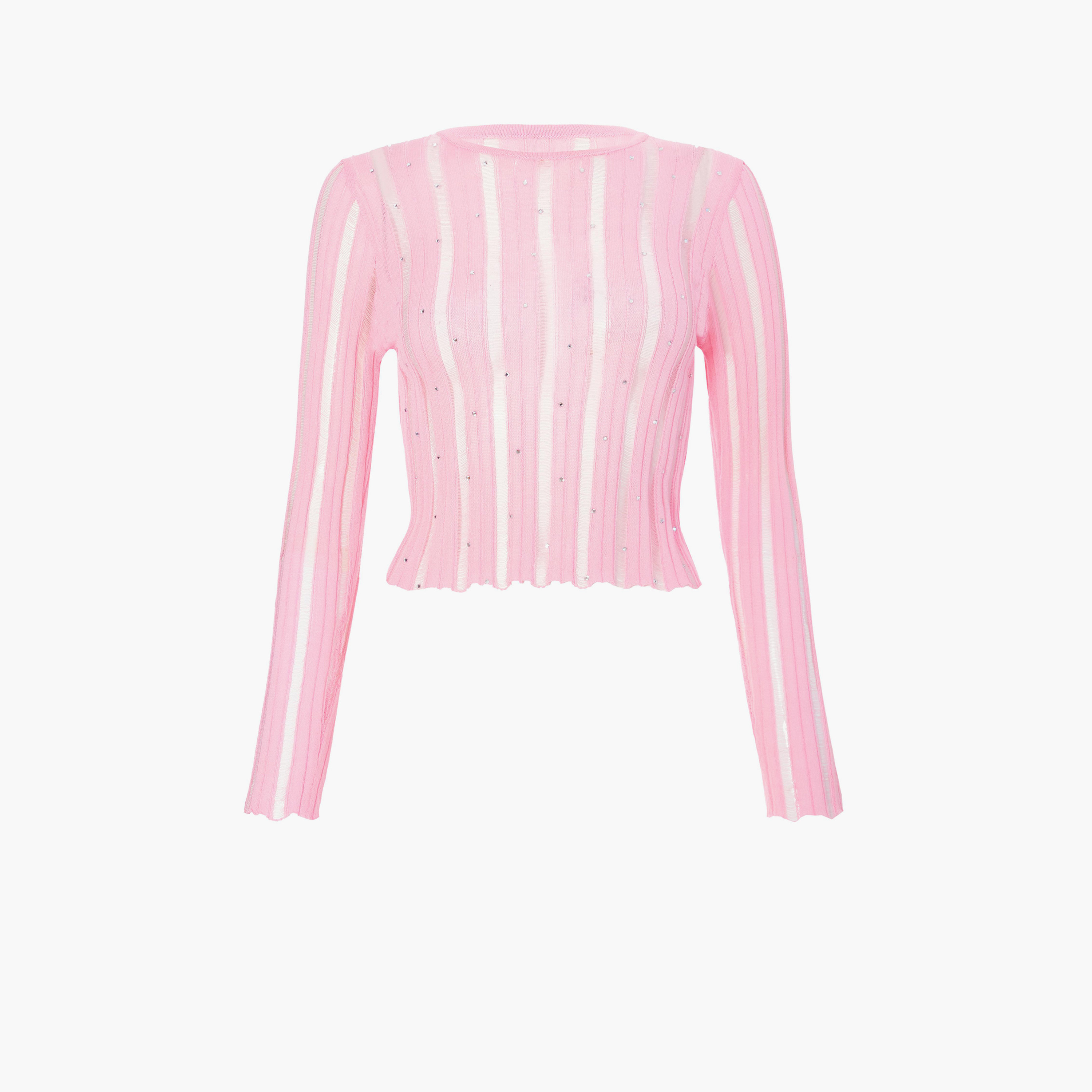 كويز-  بلوزة وردية بأكمام طويلة من قماش لادر أحجار زينة صناعية-women-winterwear-cardigansandjumpers-jumpers-image-4