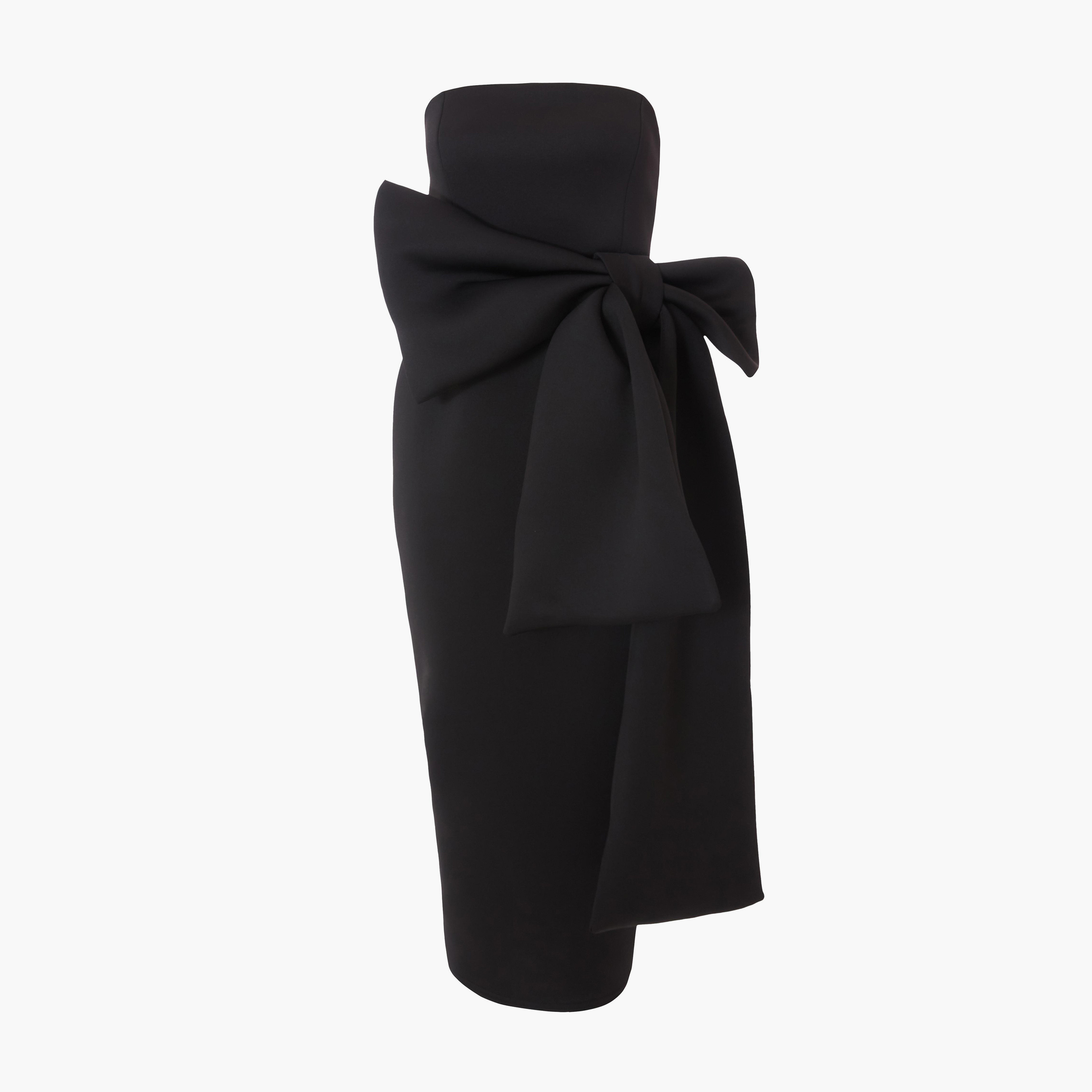 كويز-  فستان ميداكسي أسود بدون حمالات ومزين بفيونكة-women-clothing-dresses-image-5