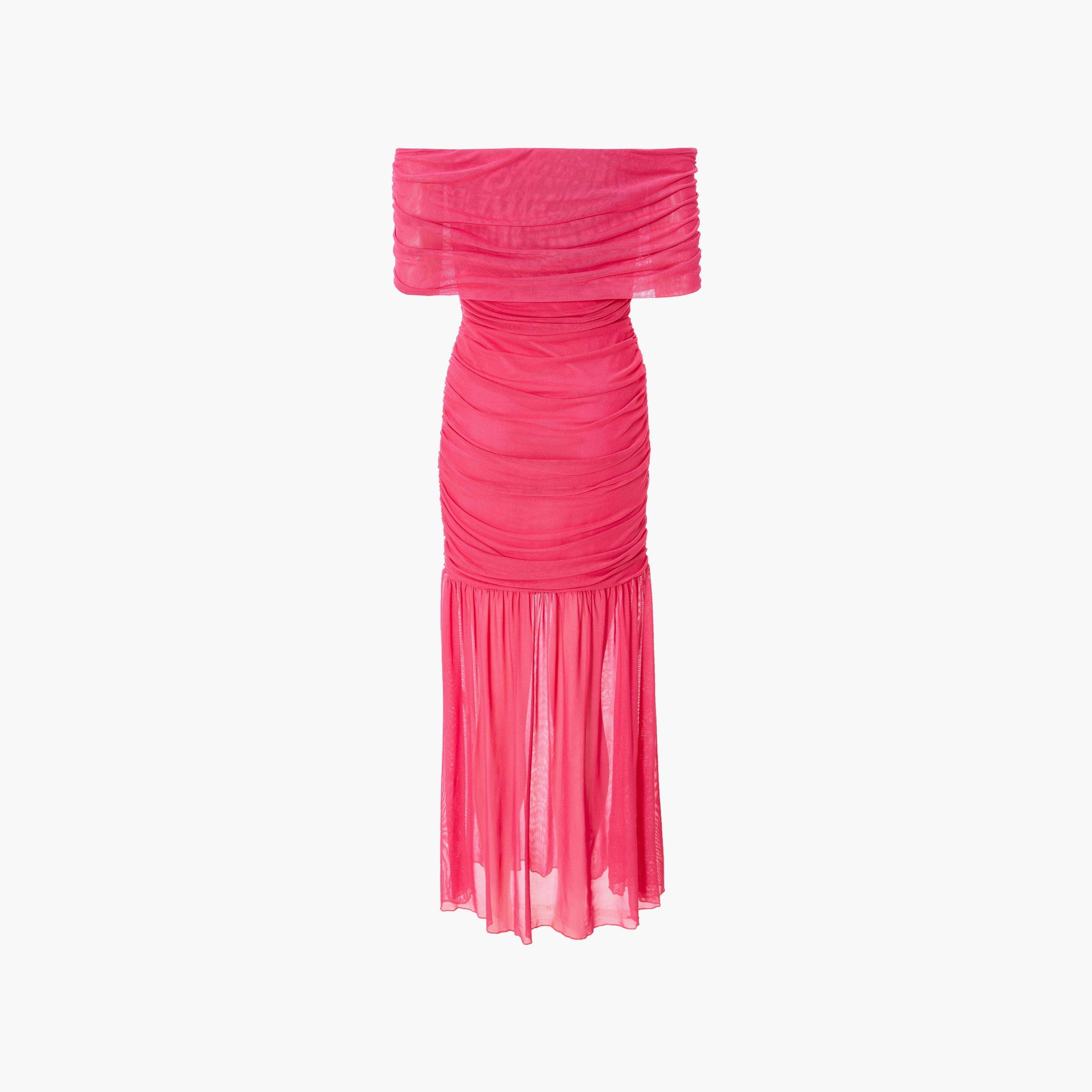 Quiz Mesh Off Shoulder Hot Pink Women Midaxi Dress-women-clothing-dresses-image-6