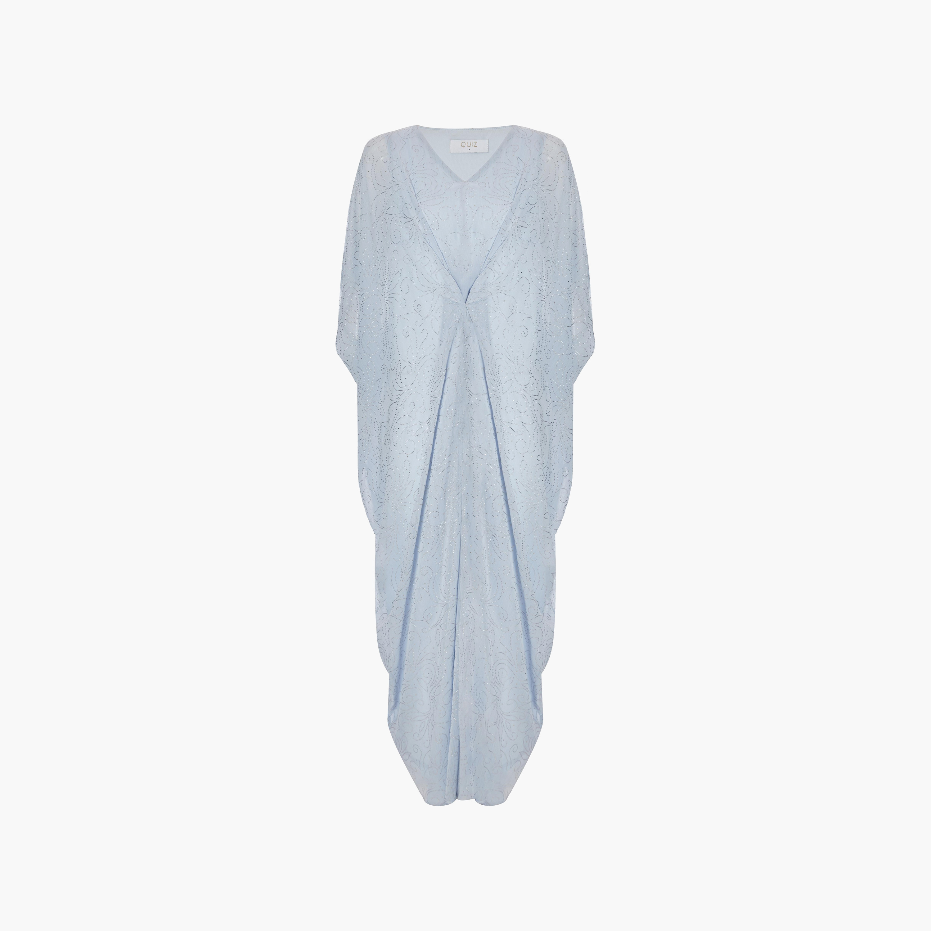 Quiz Draped Rhinestone Chiffon Batwing Sleeves Blue Women's Maxi Kaftan-women-clothing-dresses-image-5